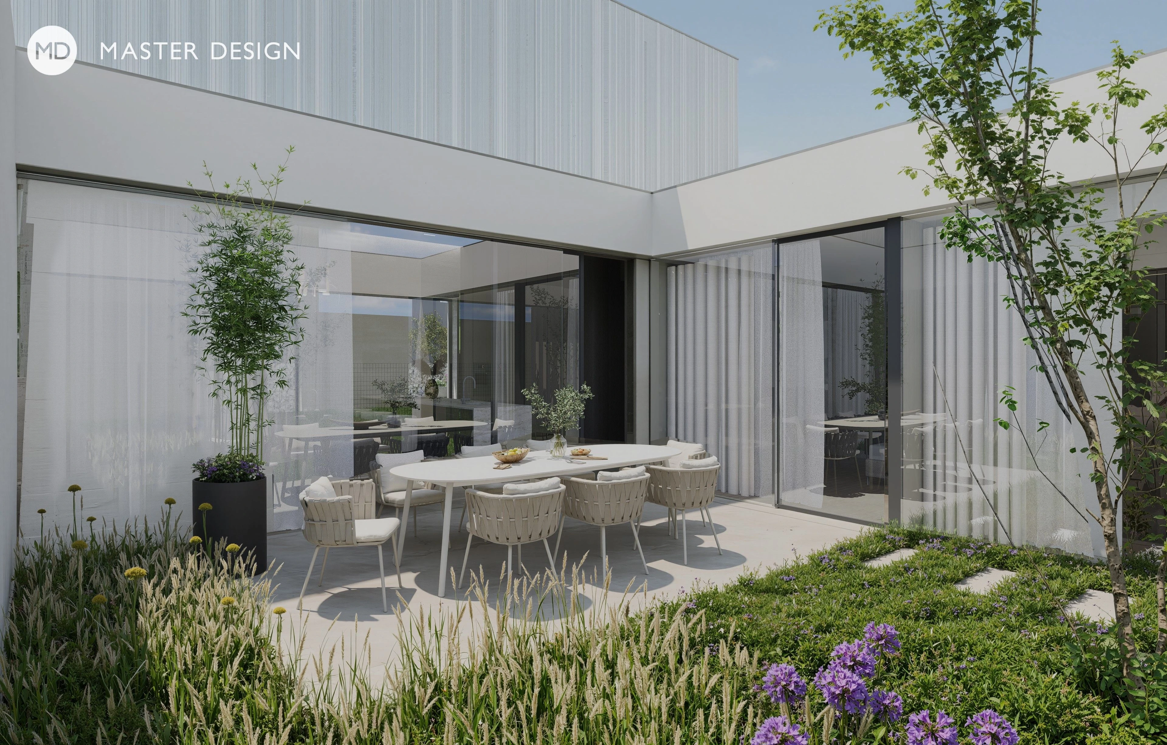 Bílý minimalistický rodinný dům na kraji údolíPraha - vizualizace4 Bílý minimalistický rodinný dům na kraji údolíPraha - vizualizace4