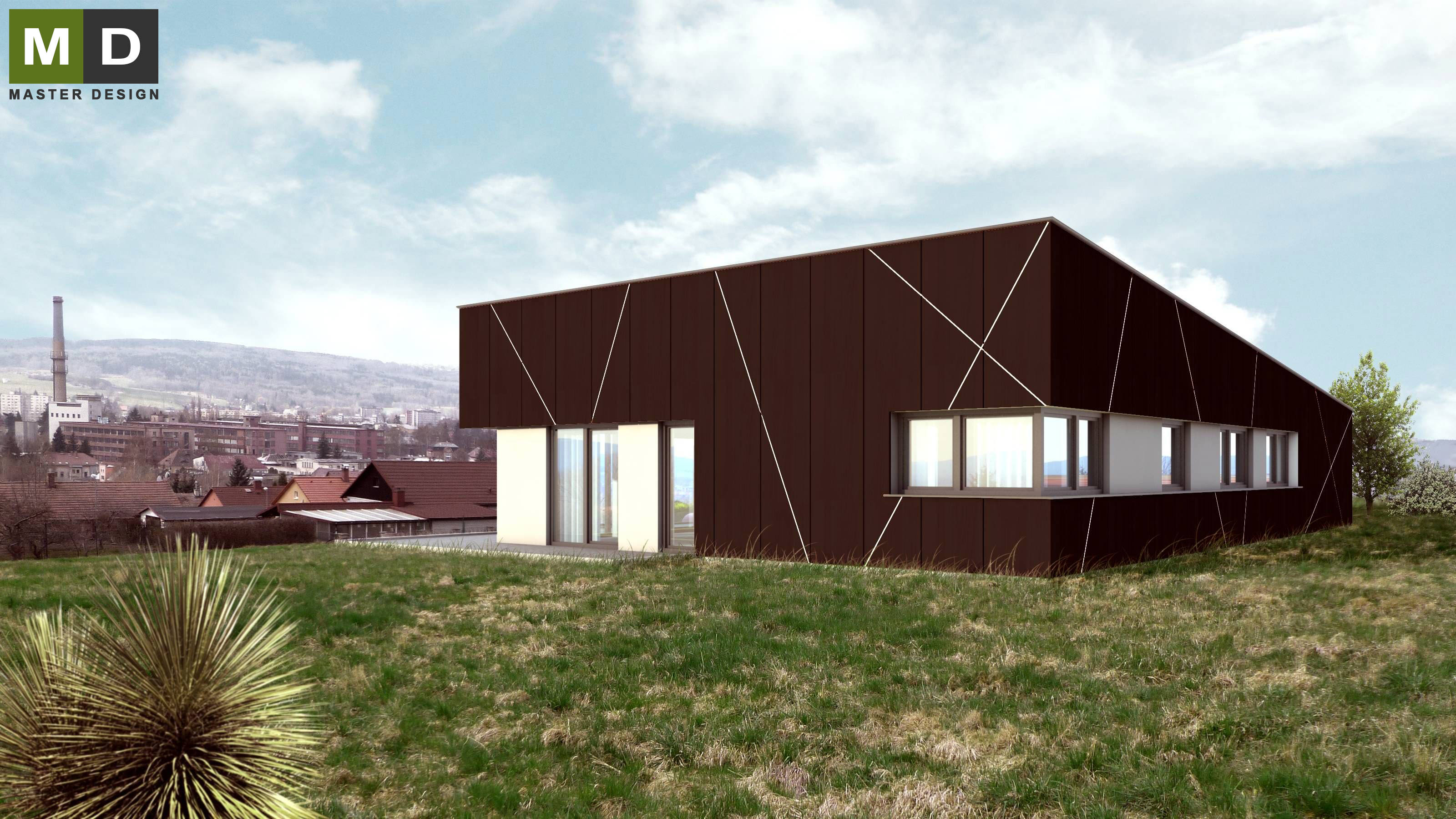Nízkoenergetický bungalov s pultovou střechouVarnsdorf - vizualizace2 Nízkoenergetický bungalov s pultovou střechouVarnsdorf - vizualizace2