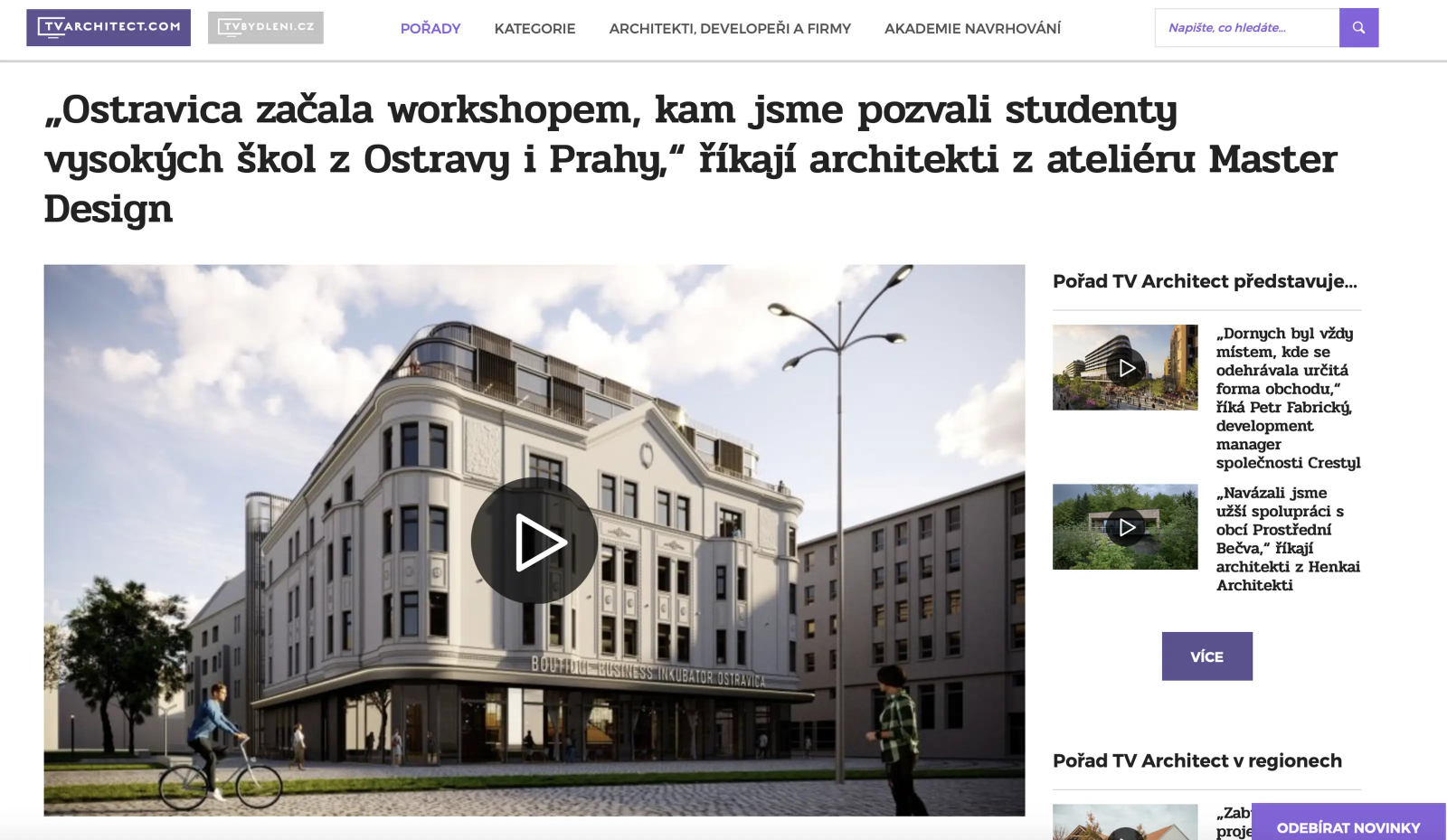 Jaké příběhy se skrývají za našimi největšími realizacemi? Dozvíte se v rozhovoru pro TV Architect.