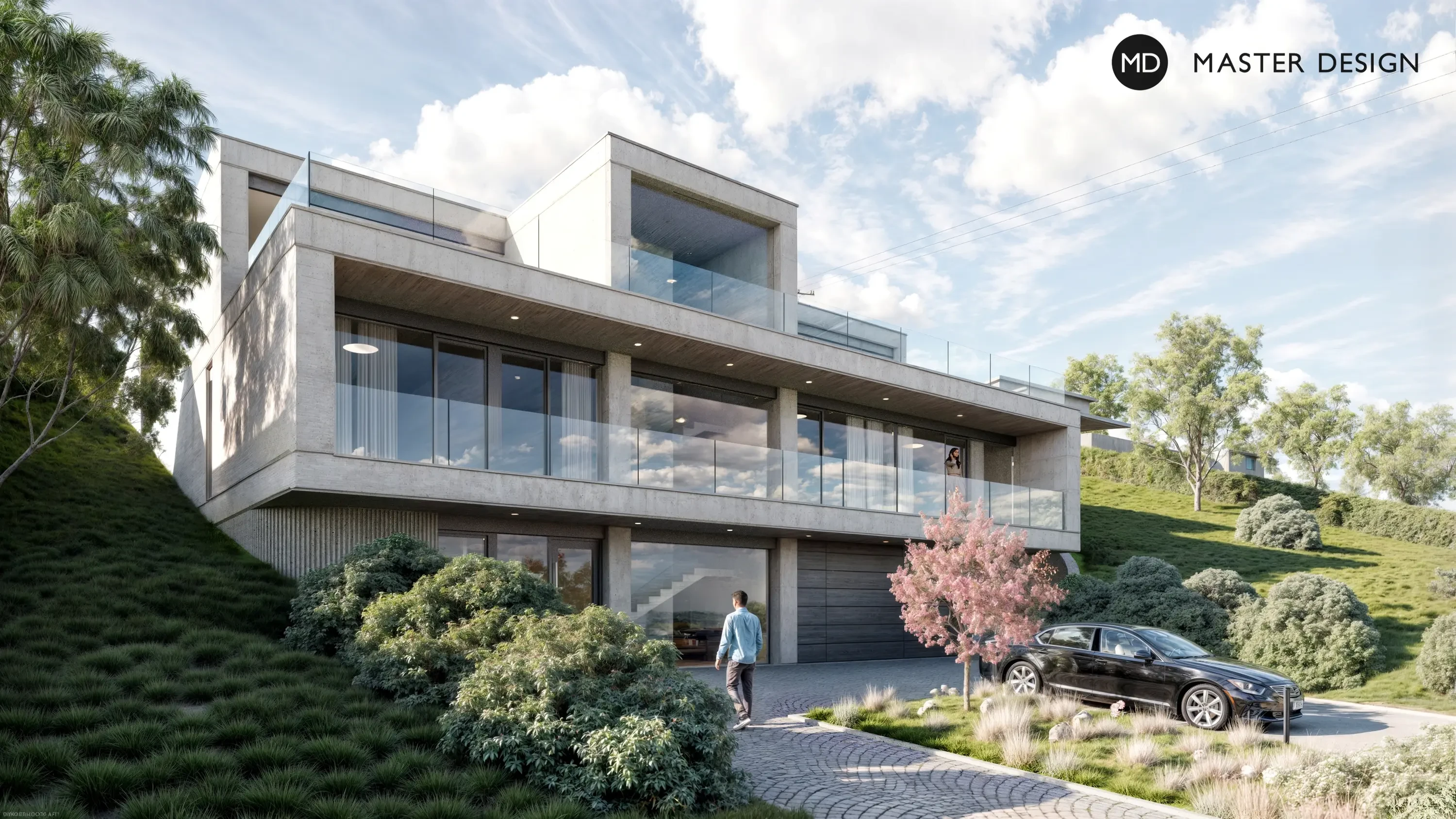 Třípatrová vila s betonovými fasádamiBeroun - vizualizace5 Třípatrová vila s betonovými fasádamiBeroun - vizualizace5