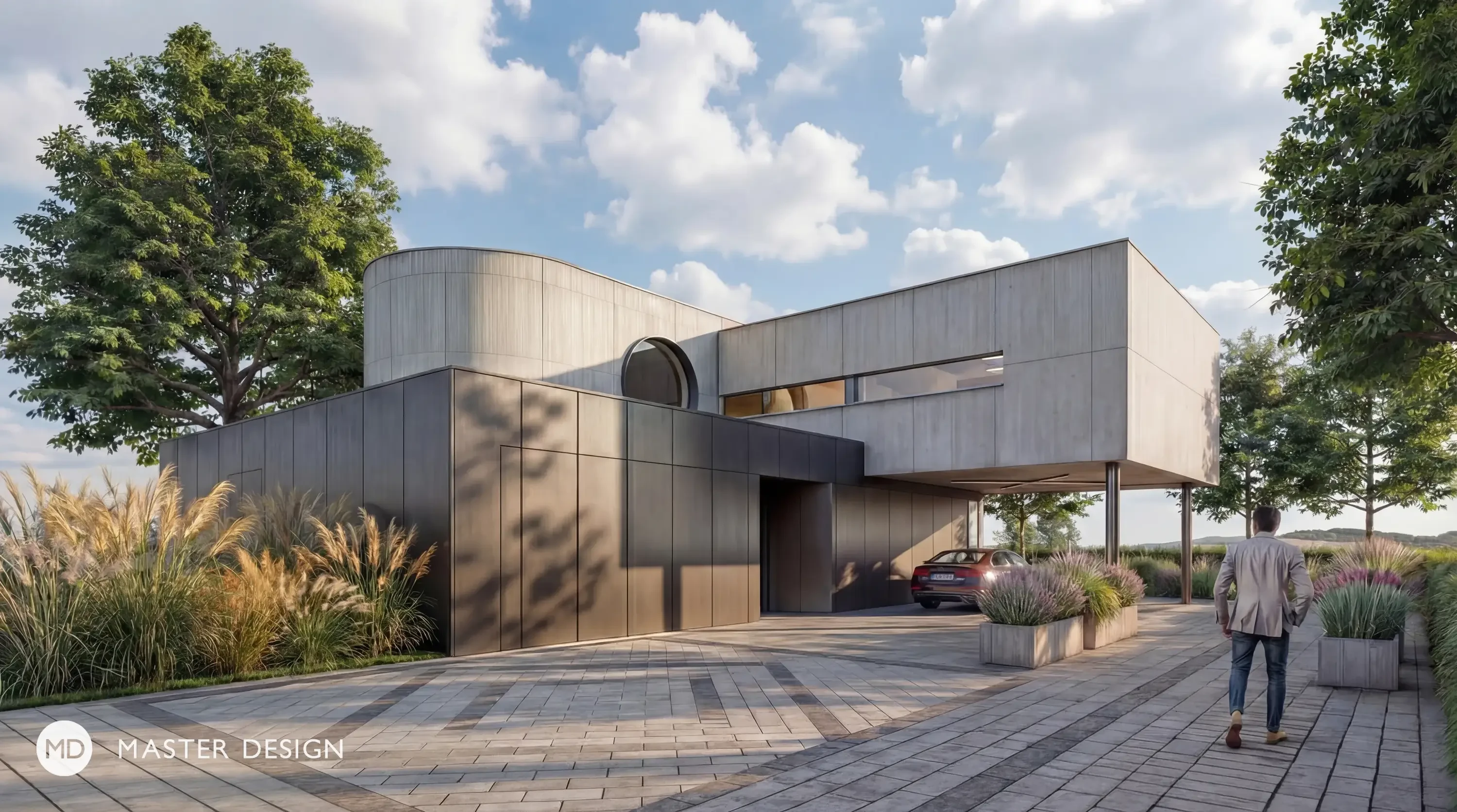 Minimalist family house with large glazing in exposed concreteKlimkovice - visualisation3 Minimalist family house with large glazing in exposed concreteKlimkovice - visualisation3