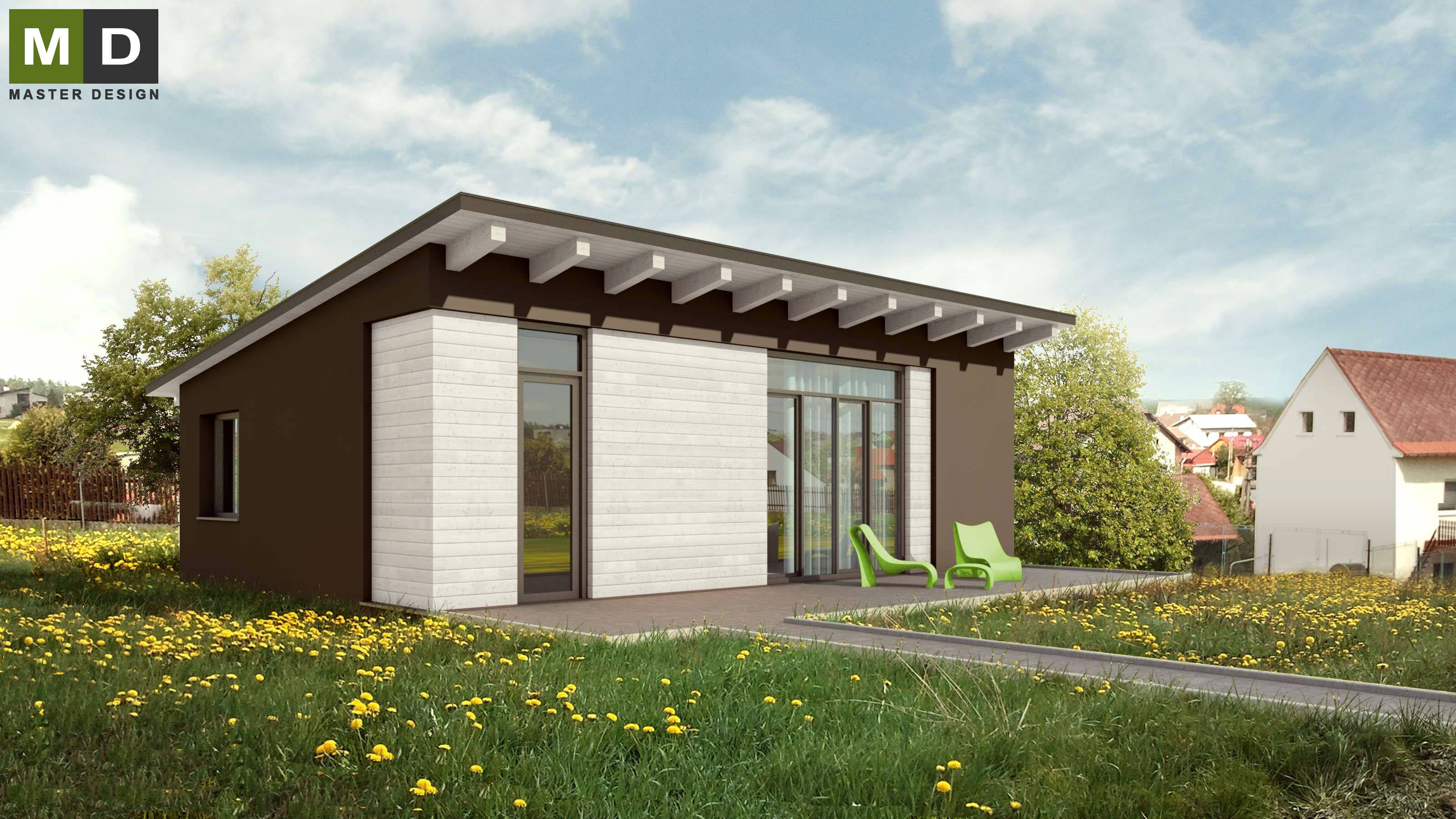 Small wooden house bungalow for a couple - Opava - main visualisation Small wooden house bungalow for a couple - Opava - main visualisation