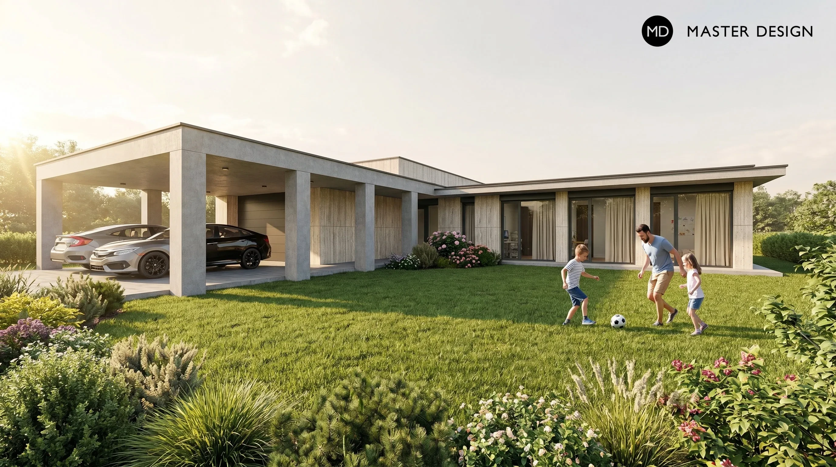 Moderní vila obložená travertinemRychvald - vizualizace3