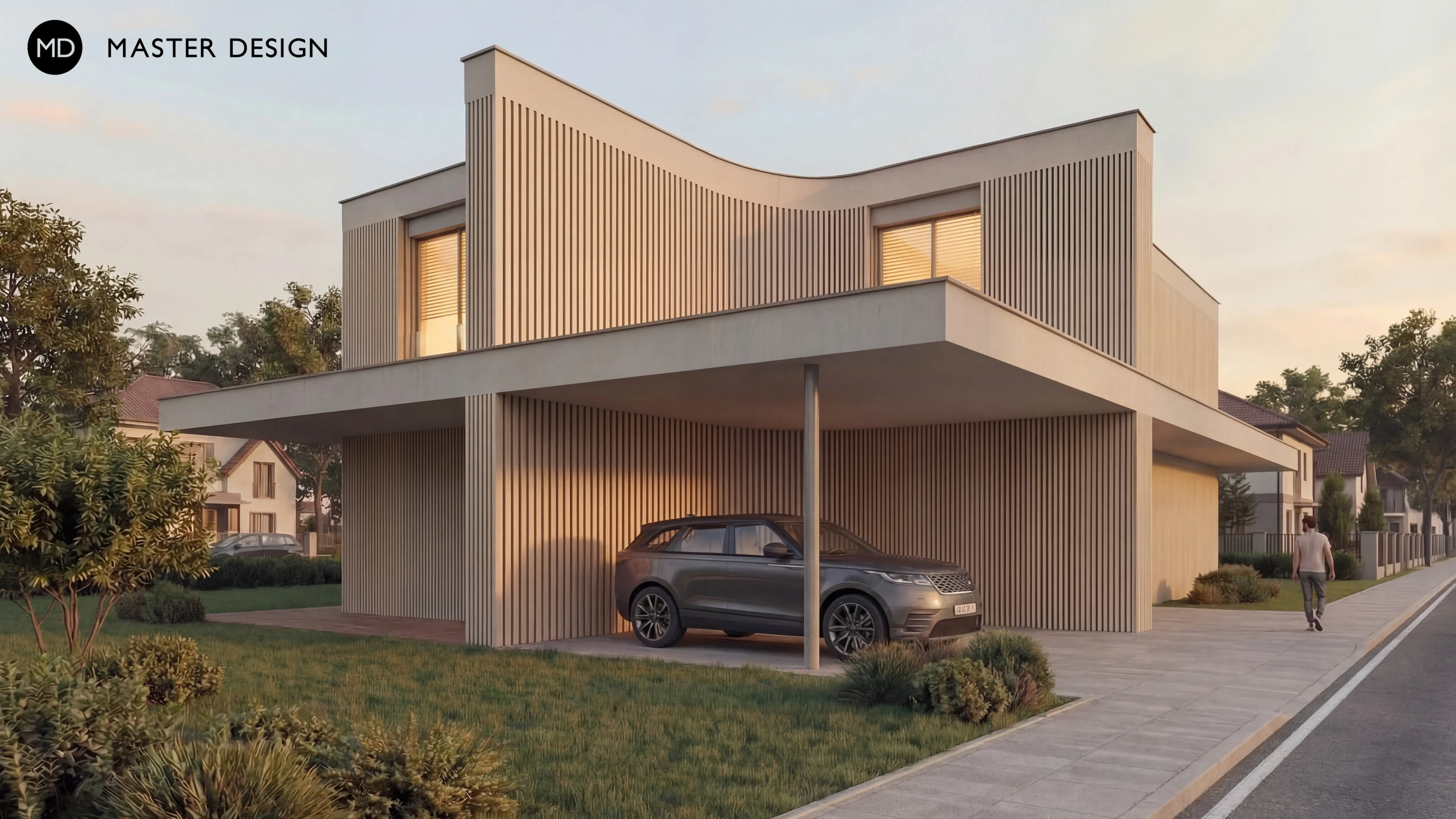 Moderní dům s obloukovými náběhyMalešovice - vizualizace2 Moderní dům s obloukovými náběhyMalešovice - vizualizace2
