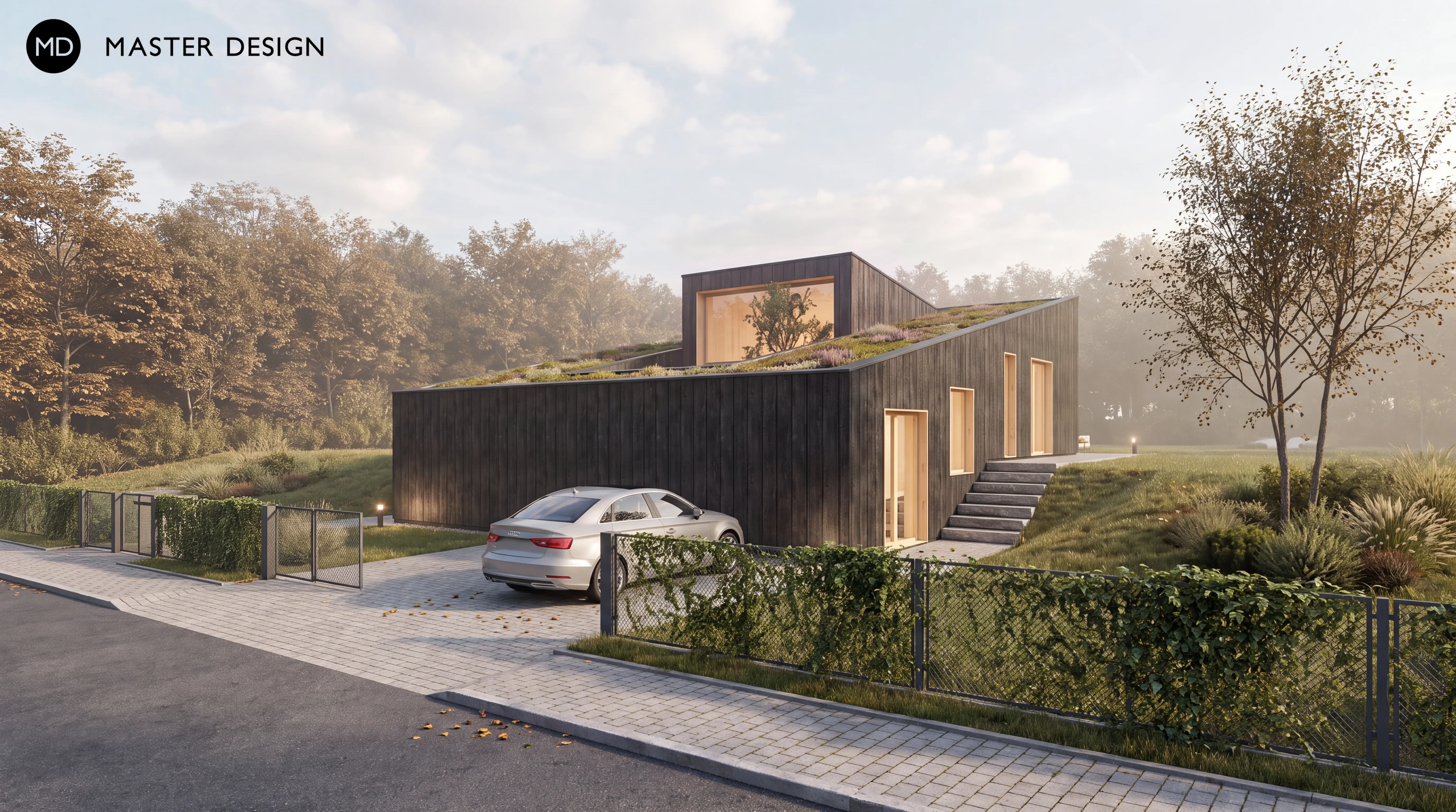 Dům rostoucí se svahemSvažitý terén - vizualizace2