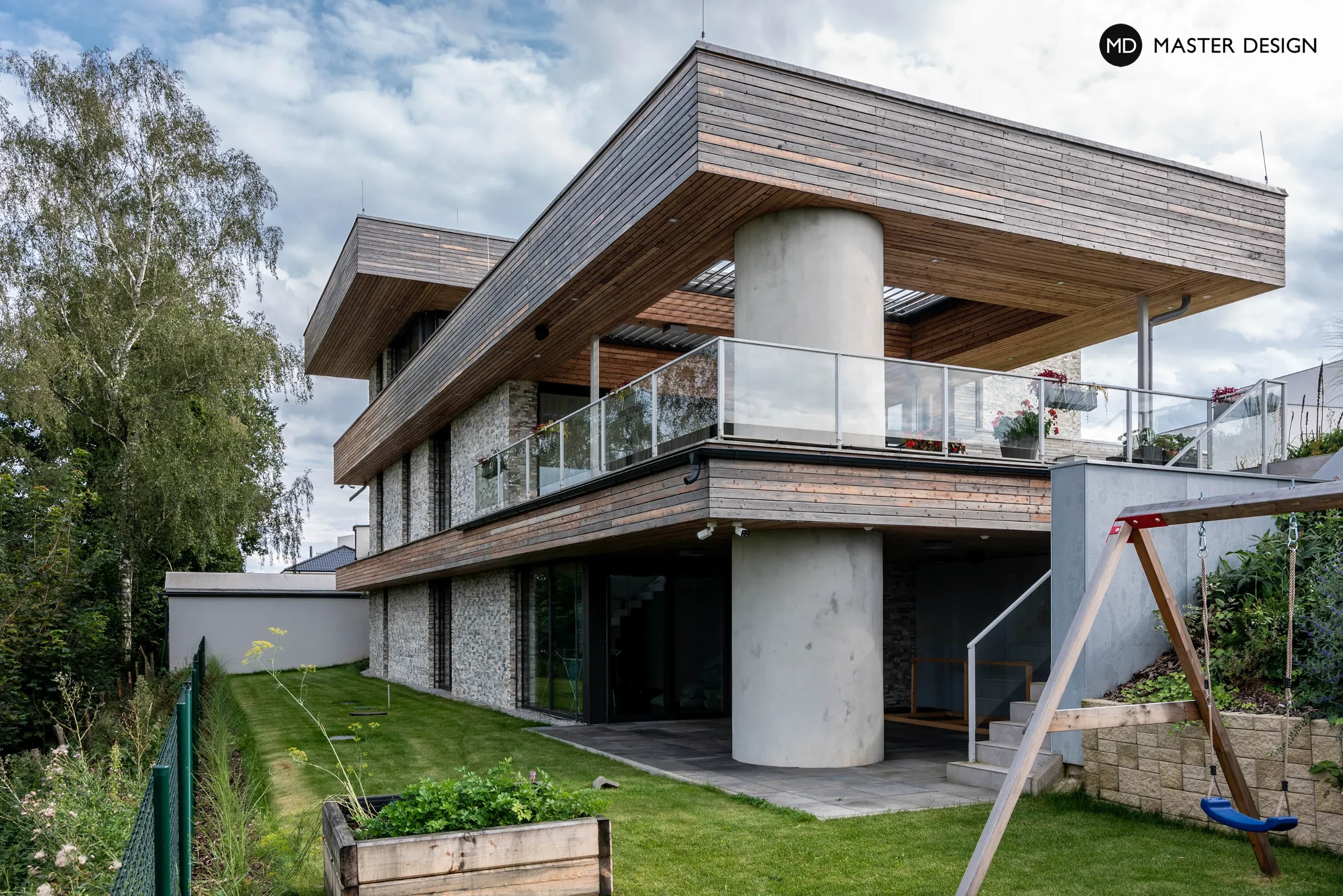 Luxusní vila s dřevěným a kamenným obklademJihlava - vizualizace5