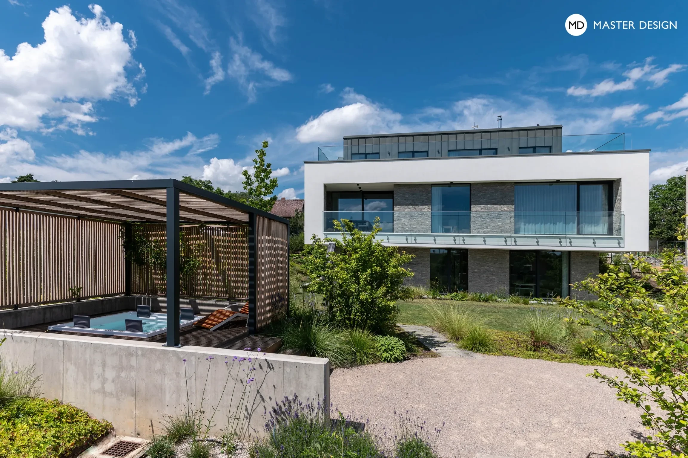 Třípatrový dům ve svahu s luxferovou stěnouPraha - vizualizace7