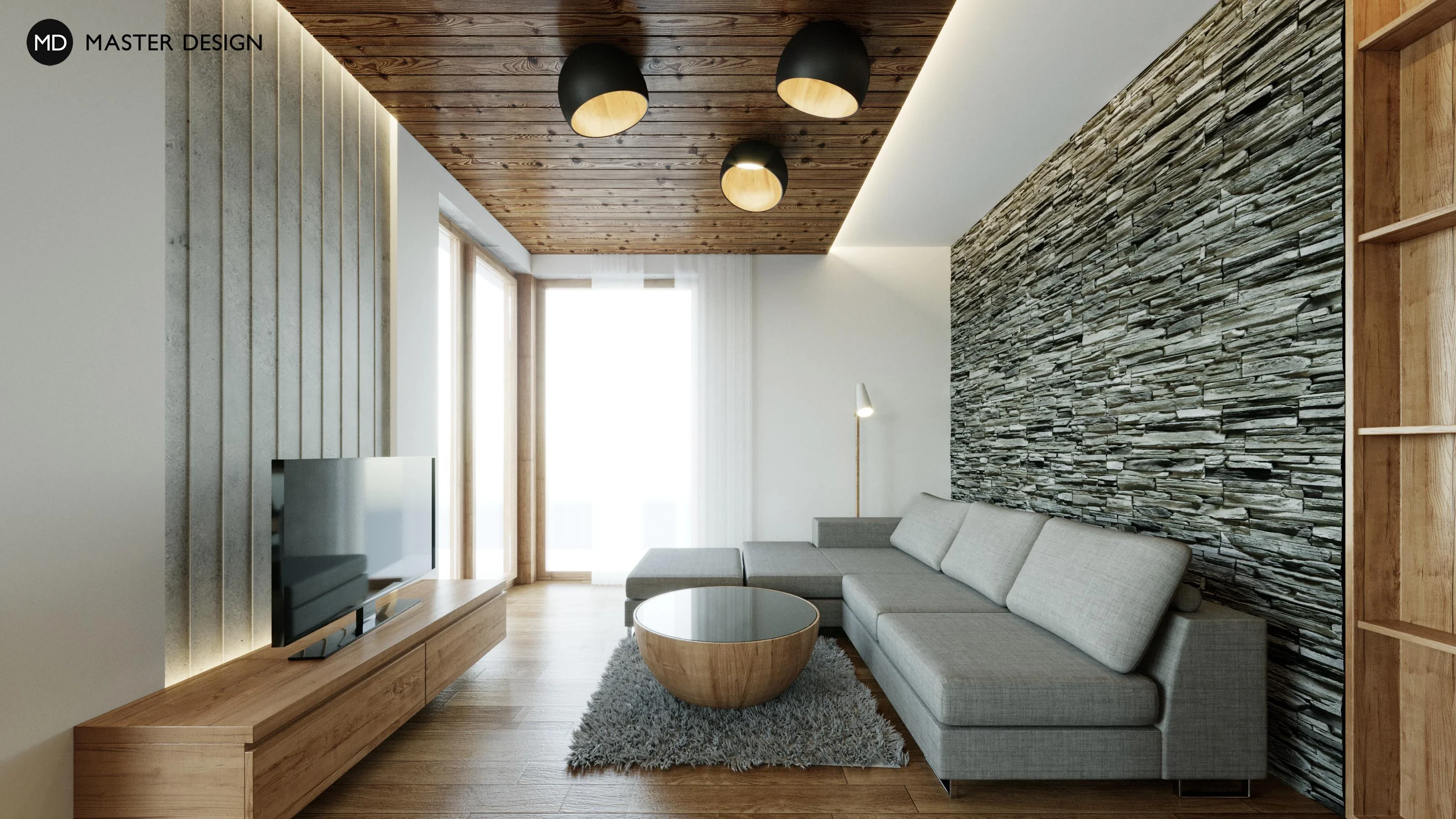 Mountain pension interiors with roof apartmentsAustria Turrach - visualisation3