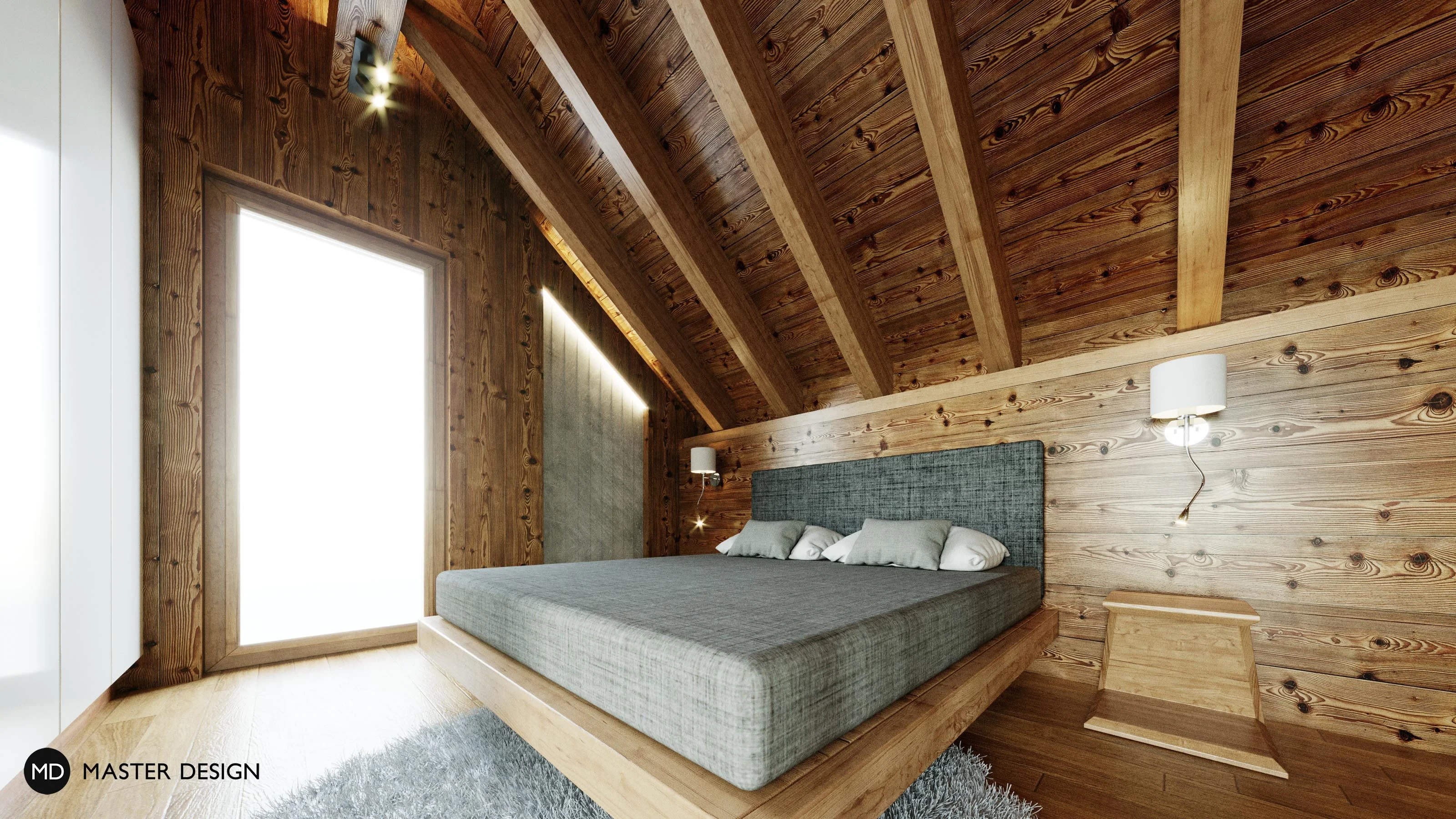 Mountain pension interiors with roof apartmentsAustria Turrach - visualisation6