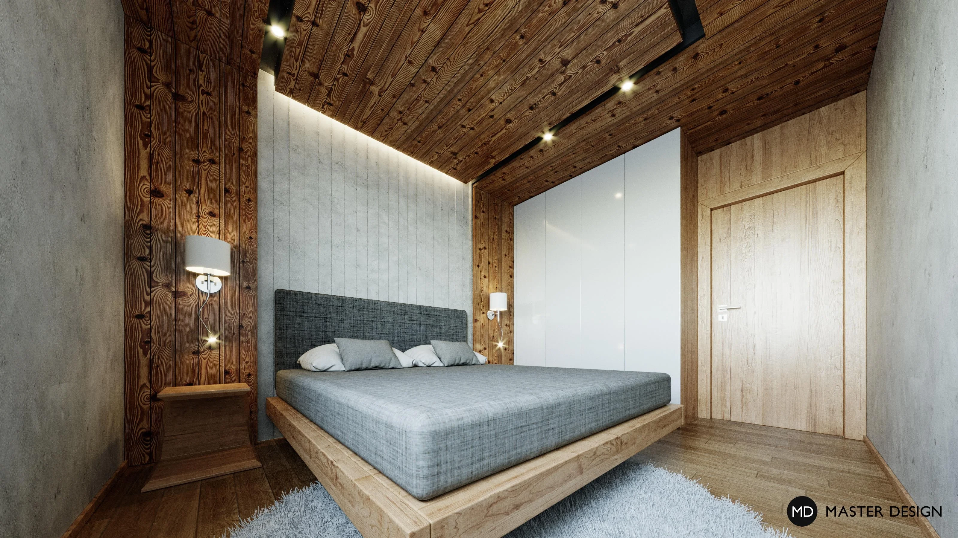 Mountain pension interiors with roof apartmentsAustria Turrach - visualisation13