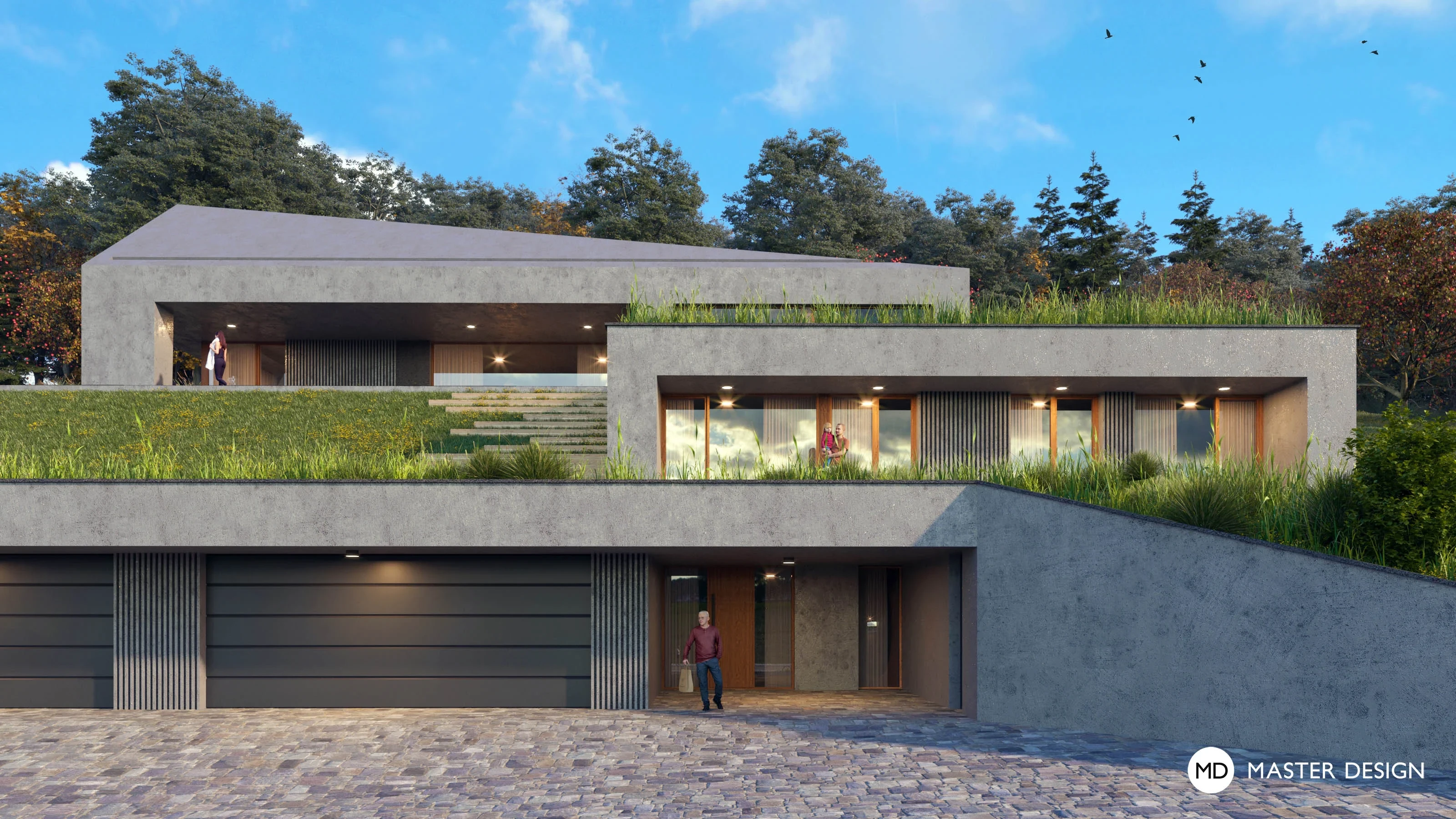 Three-storey Concrete Villa Hidden on a SlopeLibčice - visualisation2 Three-storey Concrete Villa Hidden on a SlopeLibčice - visualisation2