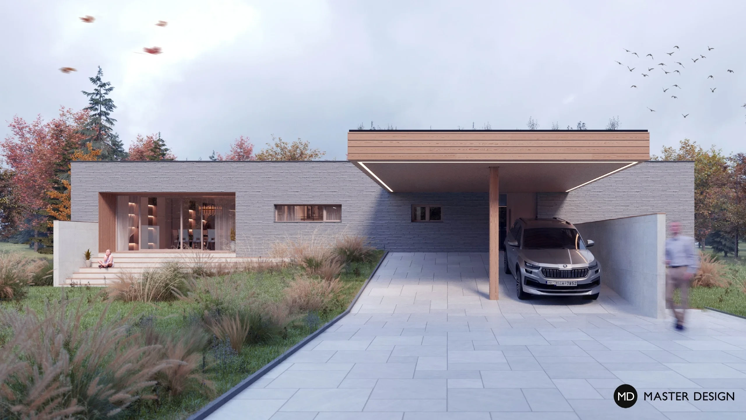 Reconstruction of a Bungalow to a Modern Single-storey House with an Internal AtriumBradlec - visualisation2