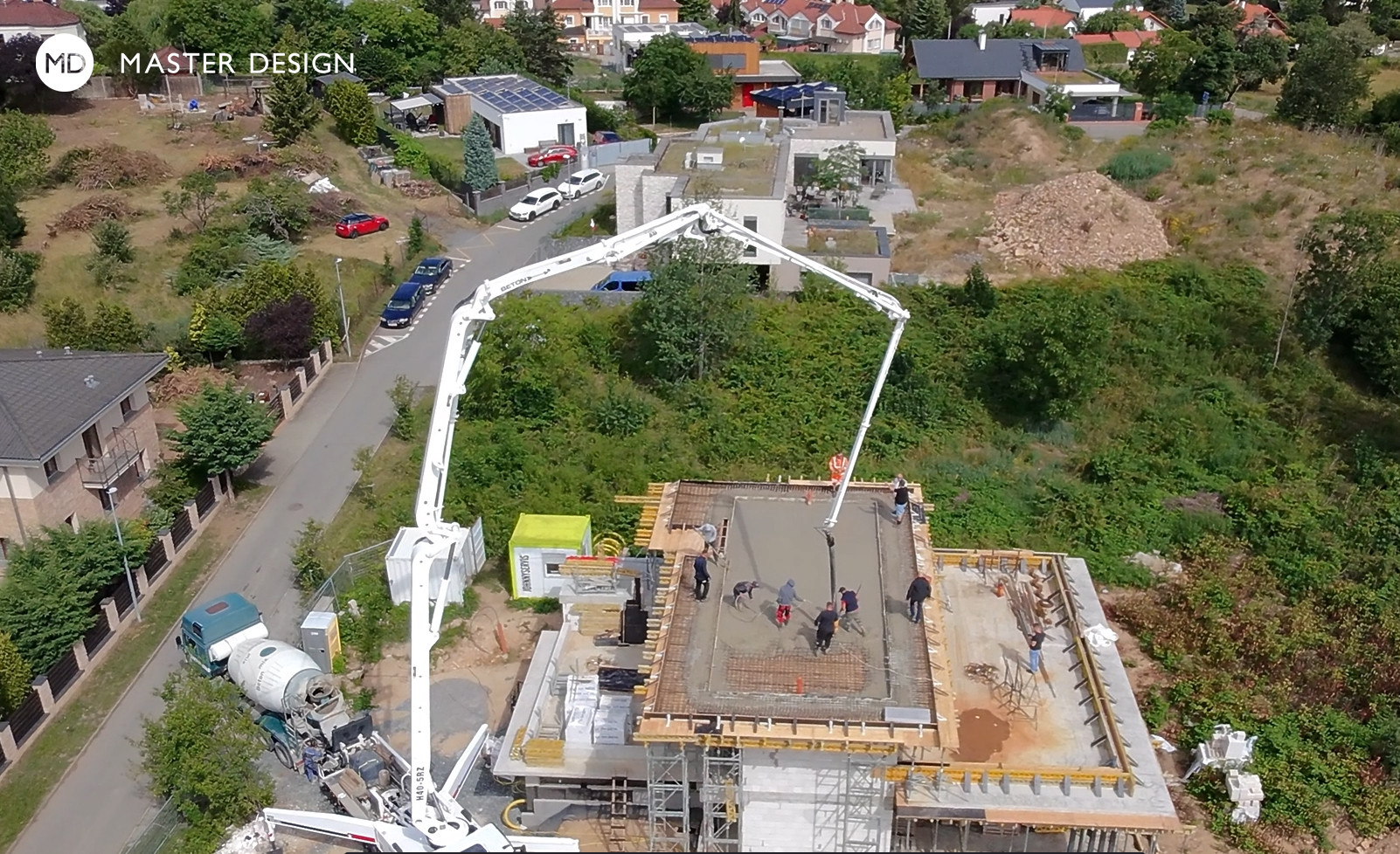 Betonáž stropní desky rodinného domu