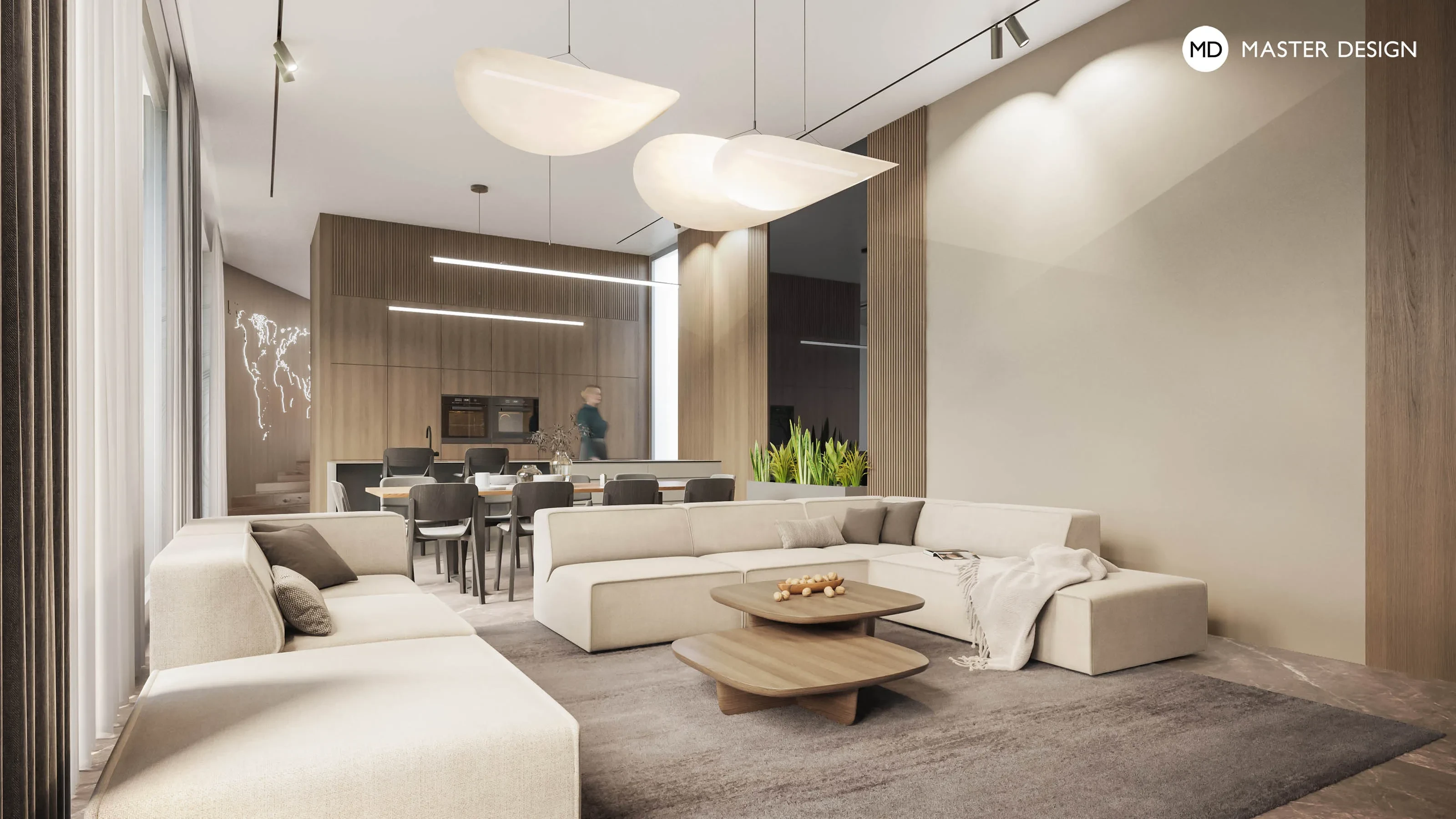 Interiér luxusního bungalovu do tvaru hvězdy - Unhošť