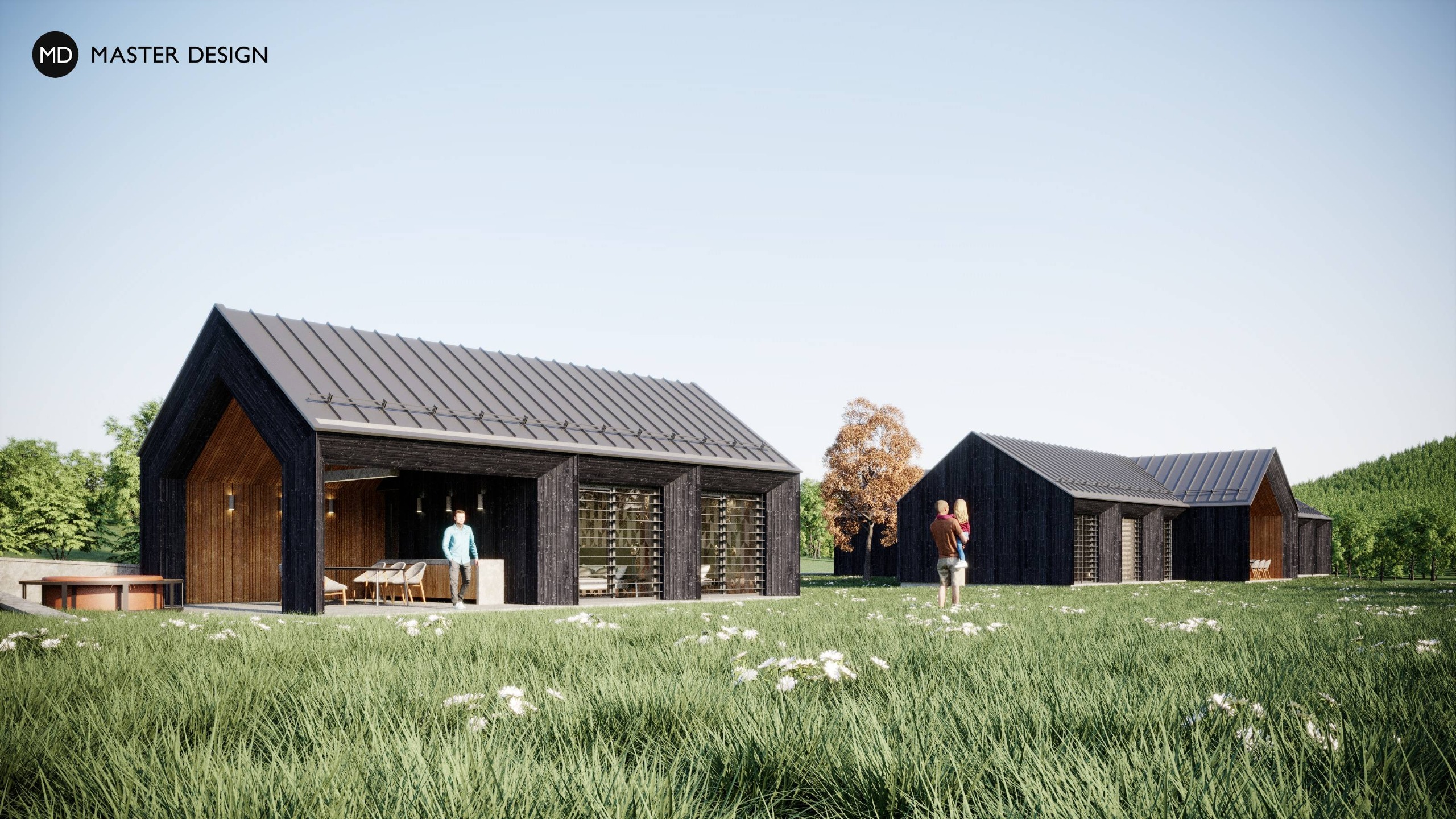 Family House with a Facade of Burned WoodČeladná - visualisation2