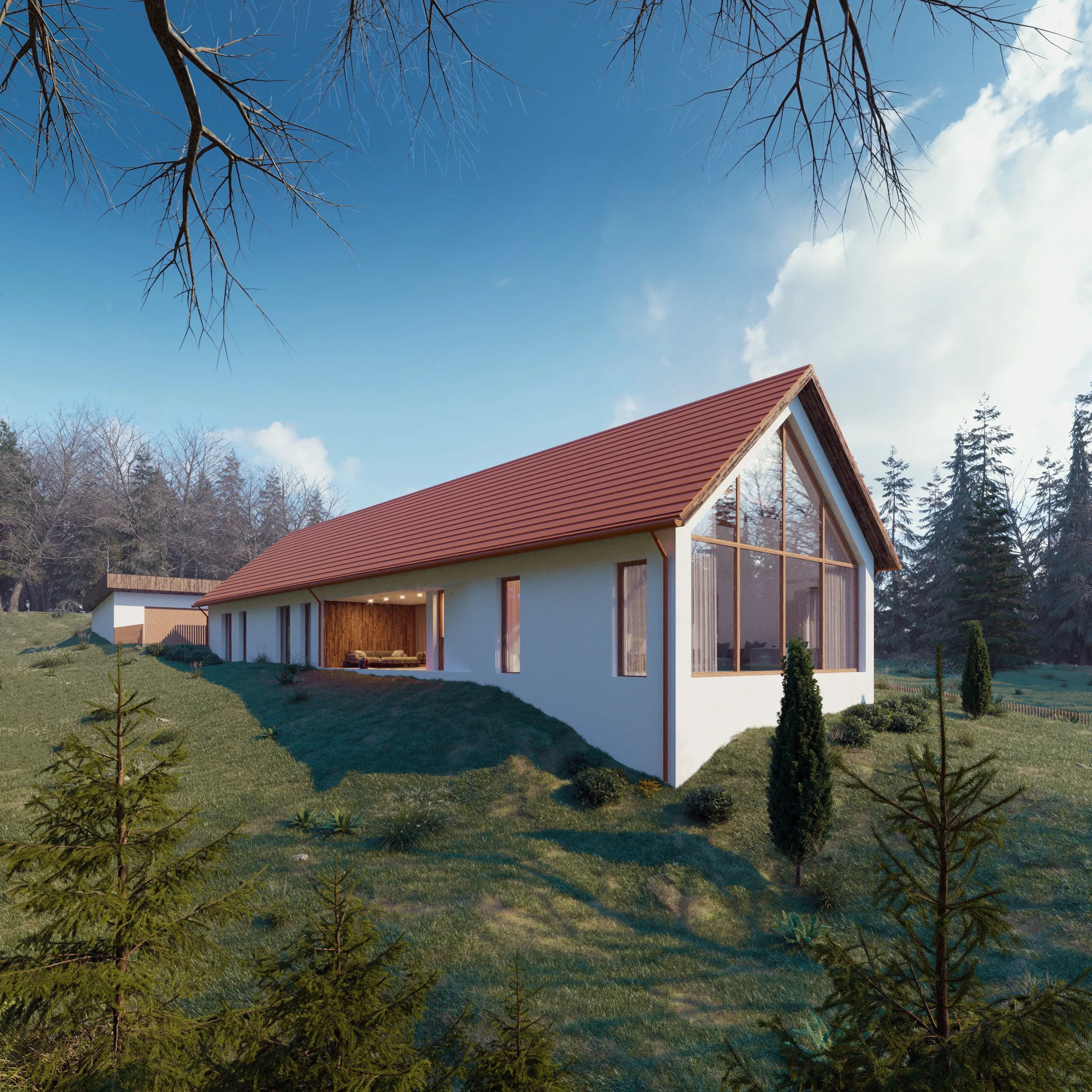 Rodinný dům v sevřeném údolí vycházející z venkovské architektury - Běstvina