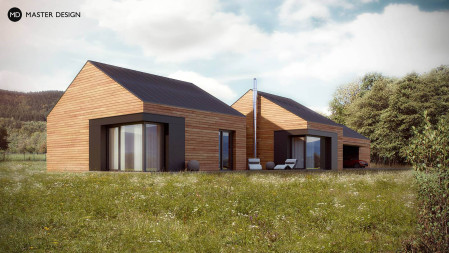Moderní bungalov v horách s dřevěným obkladem - Pstruží - hlavní vizualizace