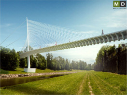 Pedestrian footbridge over the river - Ostrava - main visualisation