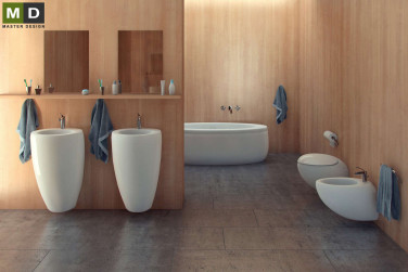 Interiér koupelny v minimalistickém stylu - Brno - hlavní vizualizace