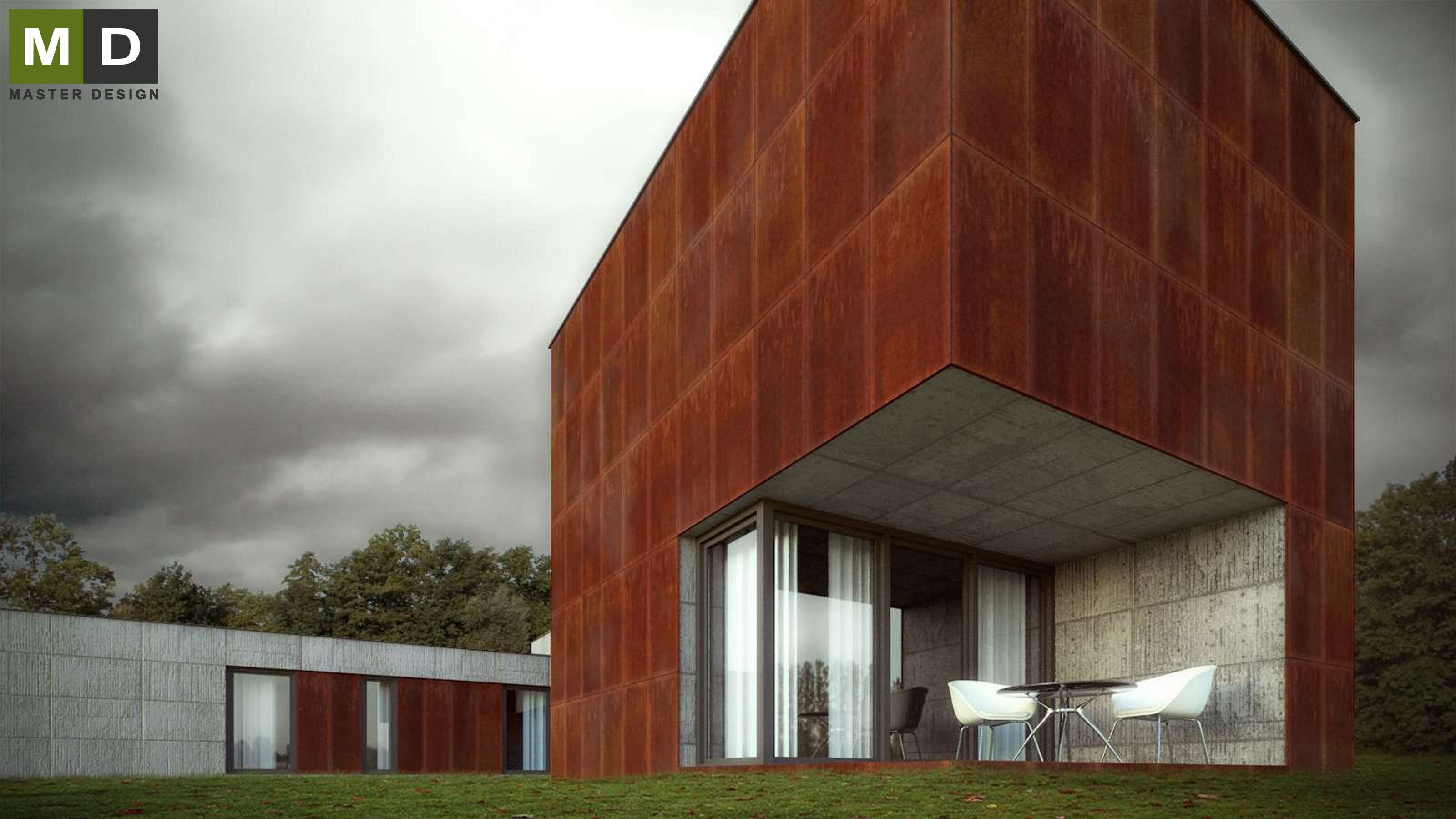 Luxury villa made of concrete and corrugated ironPlzeň - visualisation2