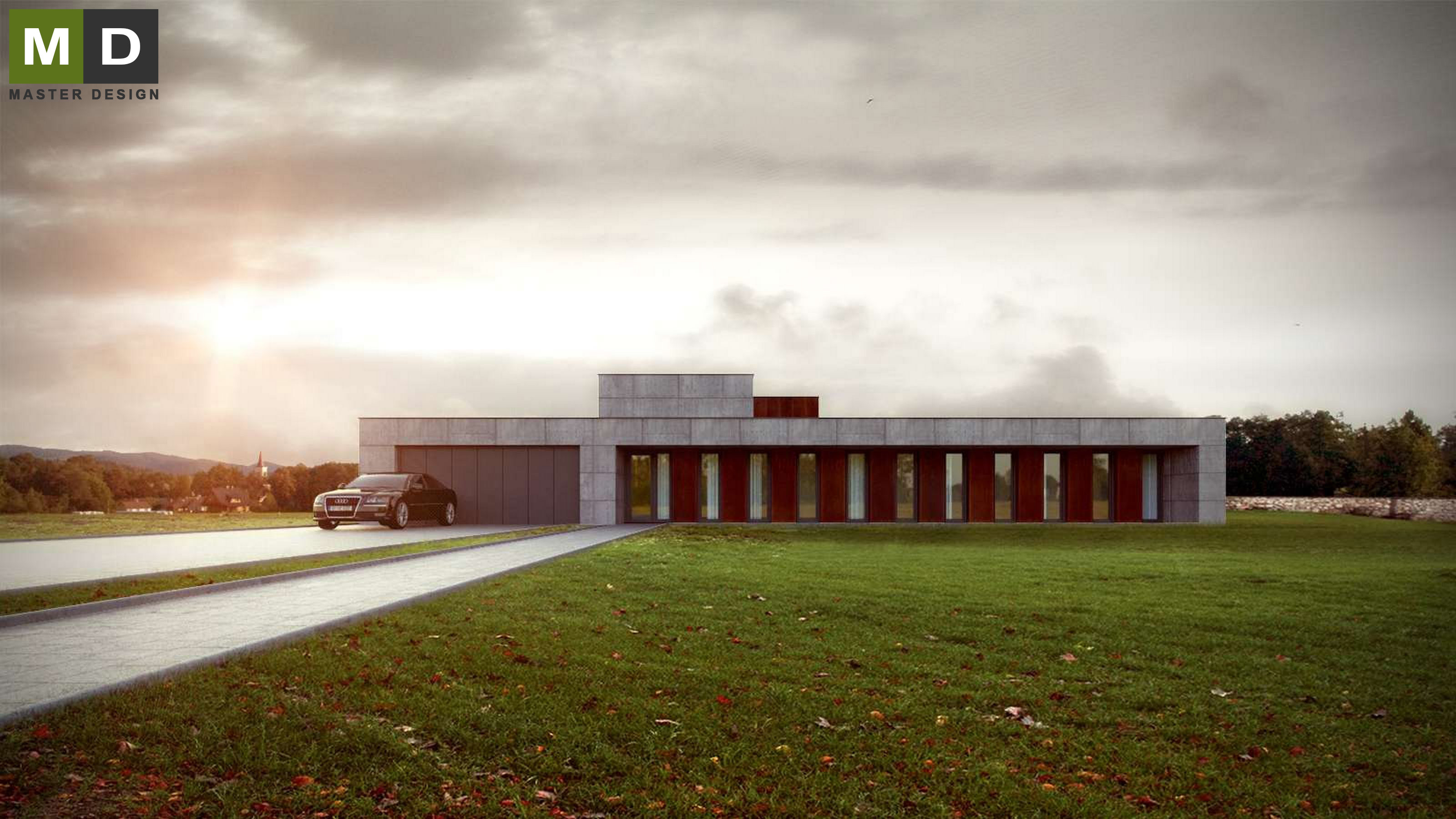 Luxury villa made of concrete and corrugated ironPlzeň - visualisation3