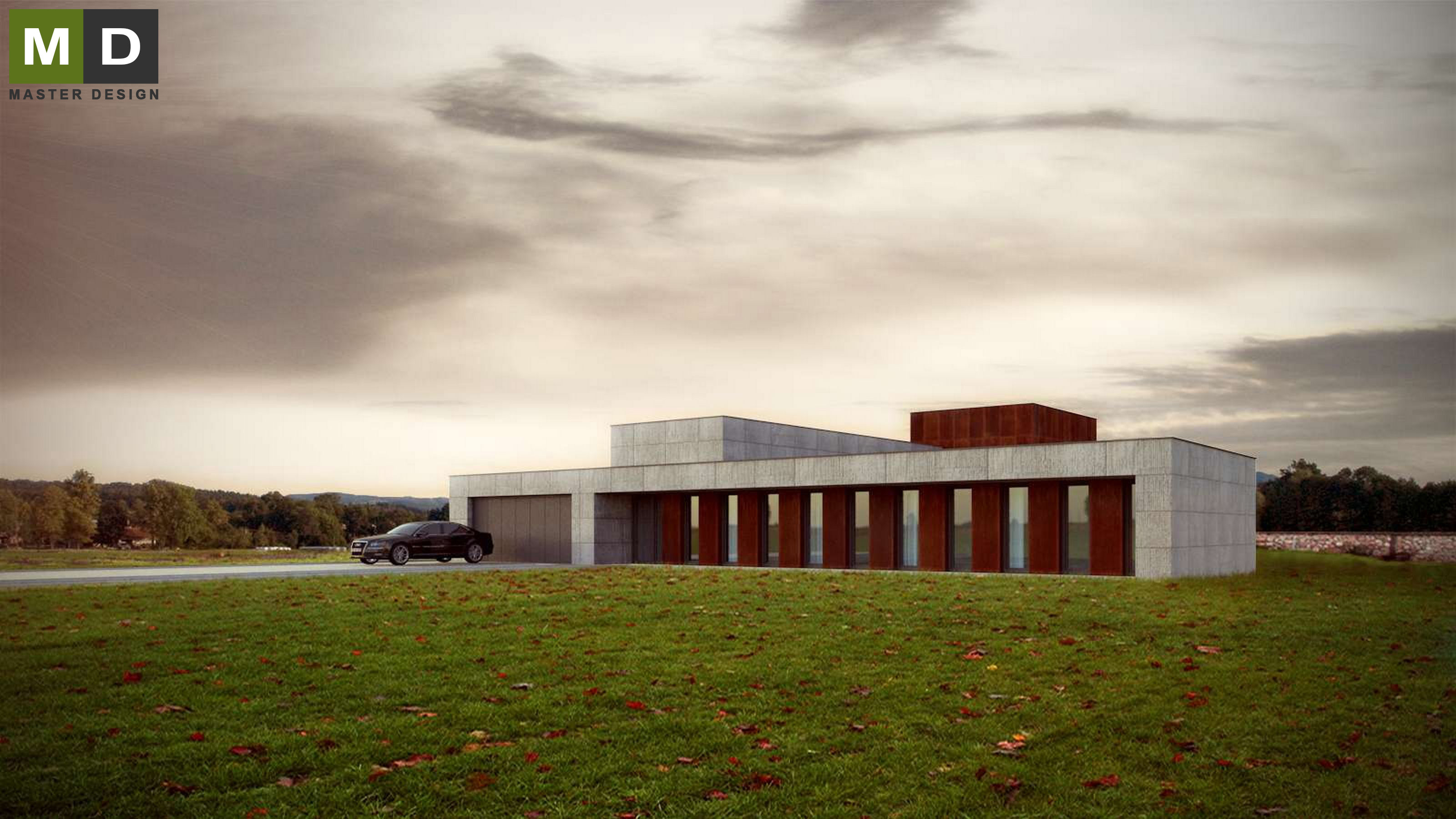 Luxury villa made of concrete and corrugated ironPlzeň - visualisation4