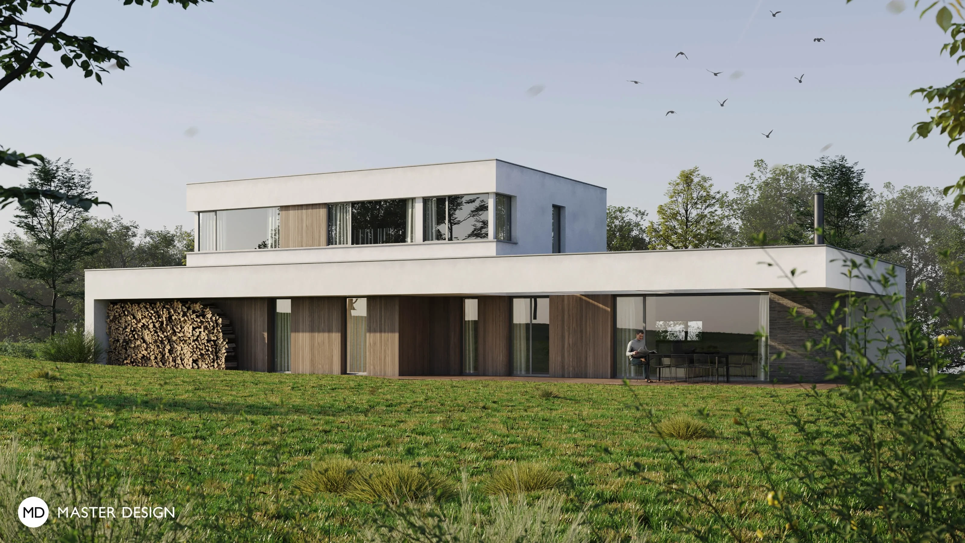 A House with Distinctive Lines and Wooden Cladding of the Facades - Vrátkov - main visualisation