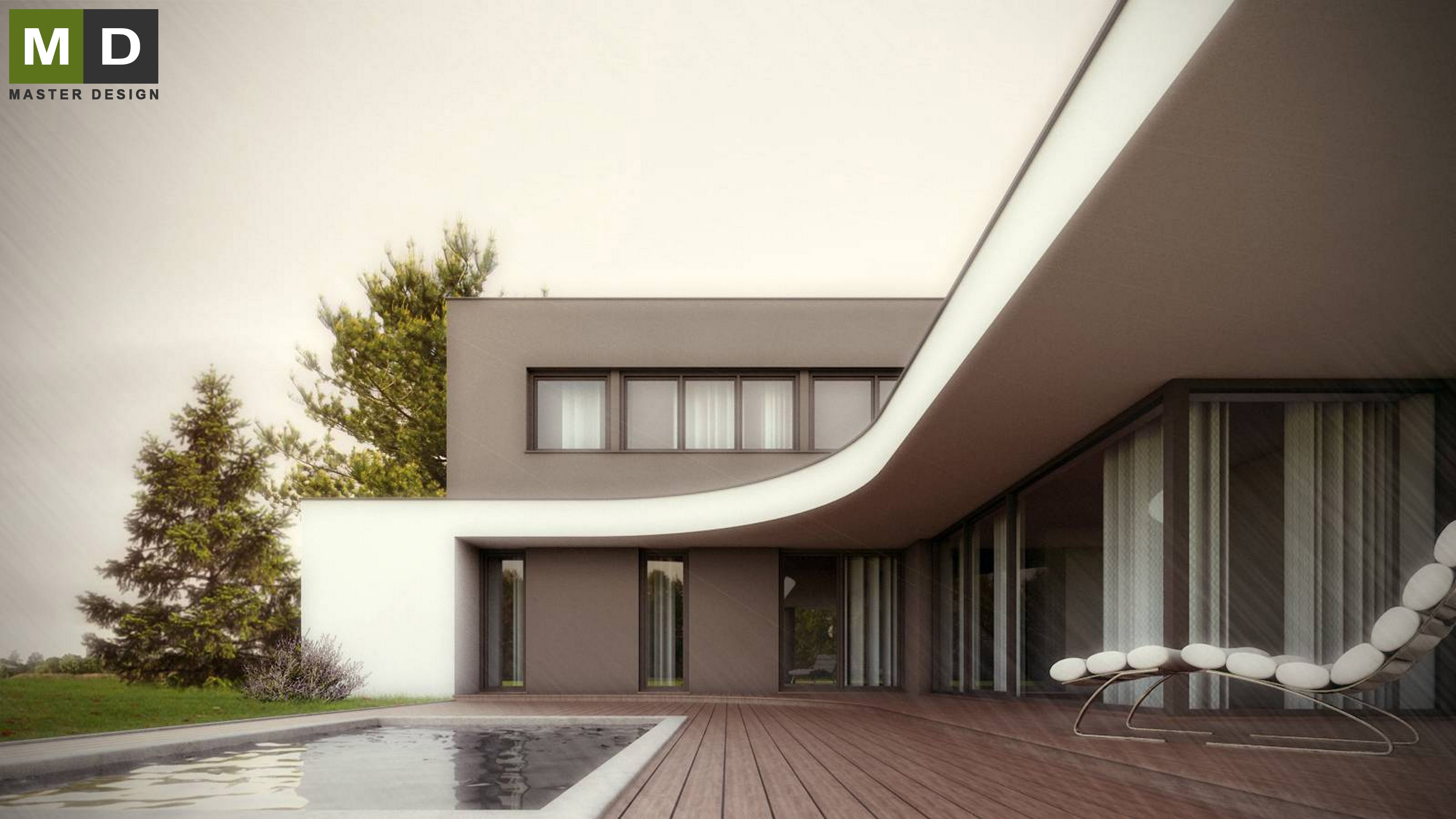 Luxury low-energy L-shaped house with a green roofZlín - visualisation4 Luxury low-energy L-shaped house with a green roofZlín - visualisation4