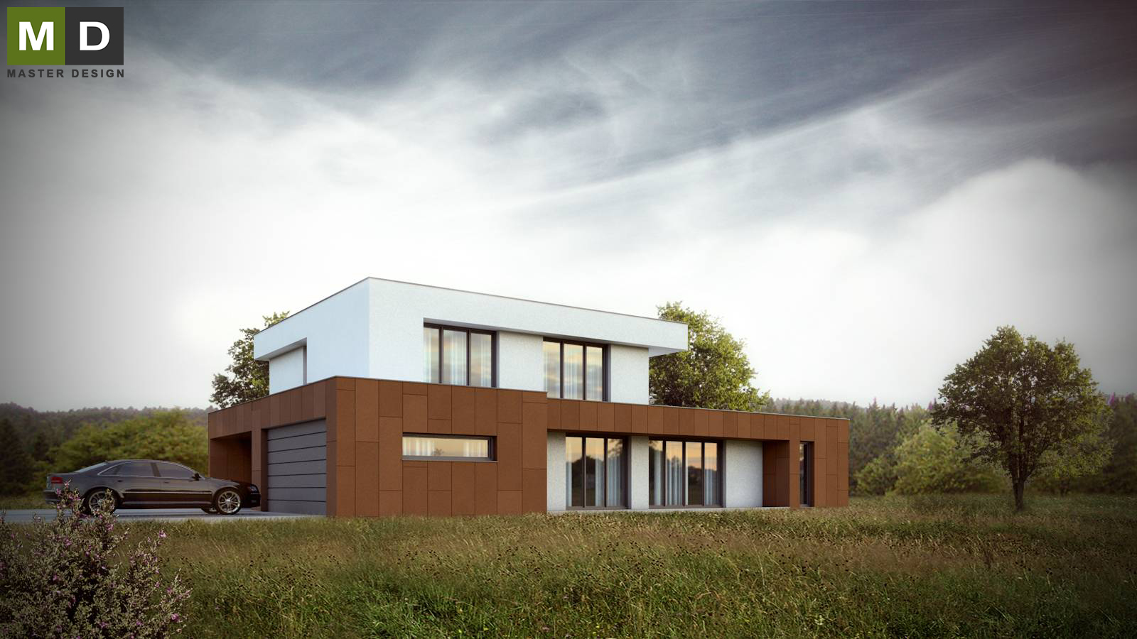 Luxury low energy house with large format tilesMalé Kyšice - visualisation2