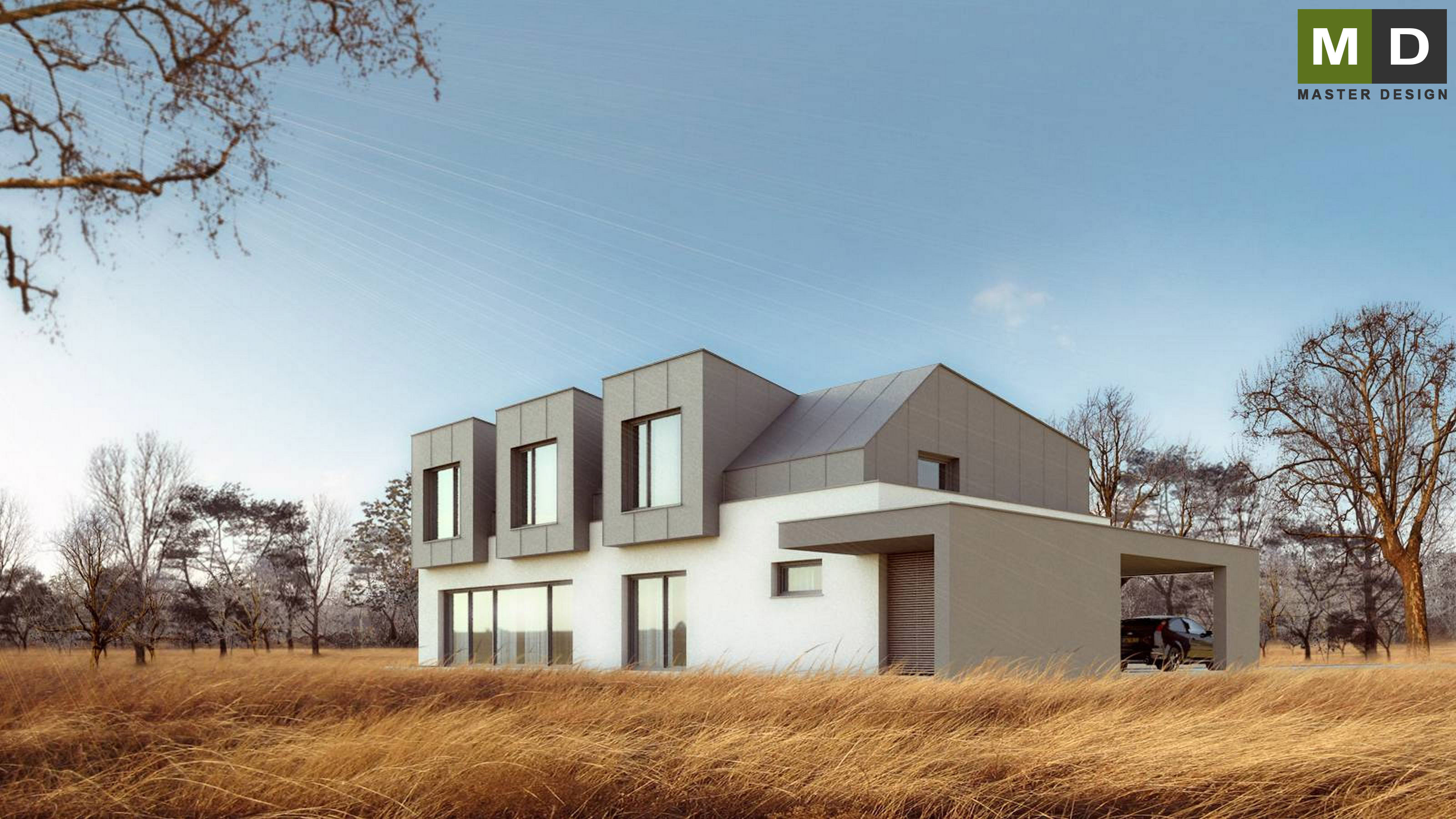 Passive house with a tin roof and facadeHluboká nad Vltavou - visualisation3 Passive house with a tin roof and facadeHluboká nad Vltavou - visualisation3