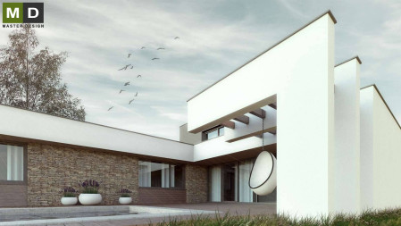 Nízkoenergetický bungalov s plochou střechou - Osnice - hlavní vizualizace