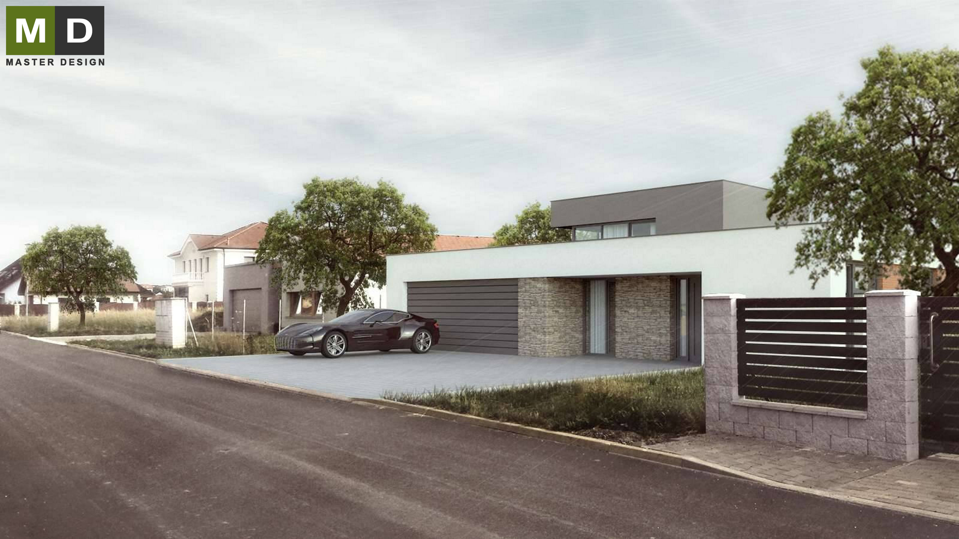 Nízkoenergetický bungalov s plochou střechouOsnice - vizualizace2