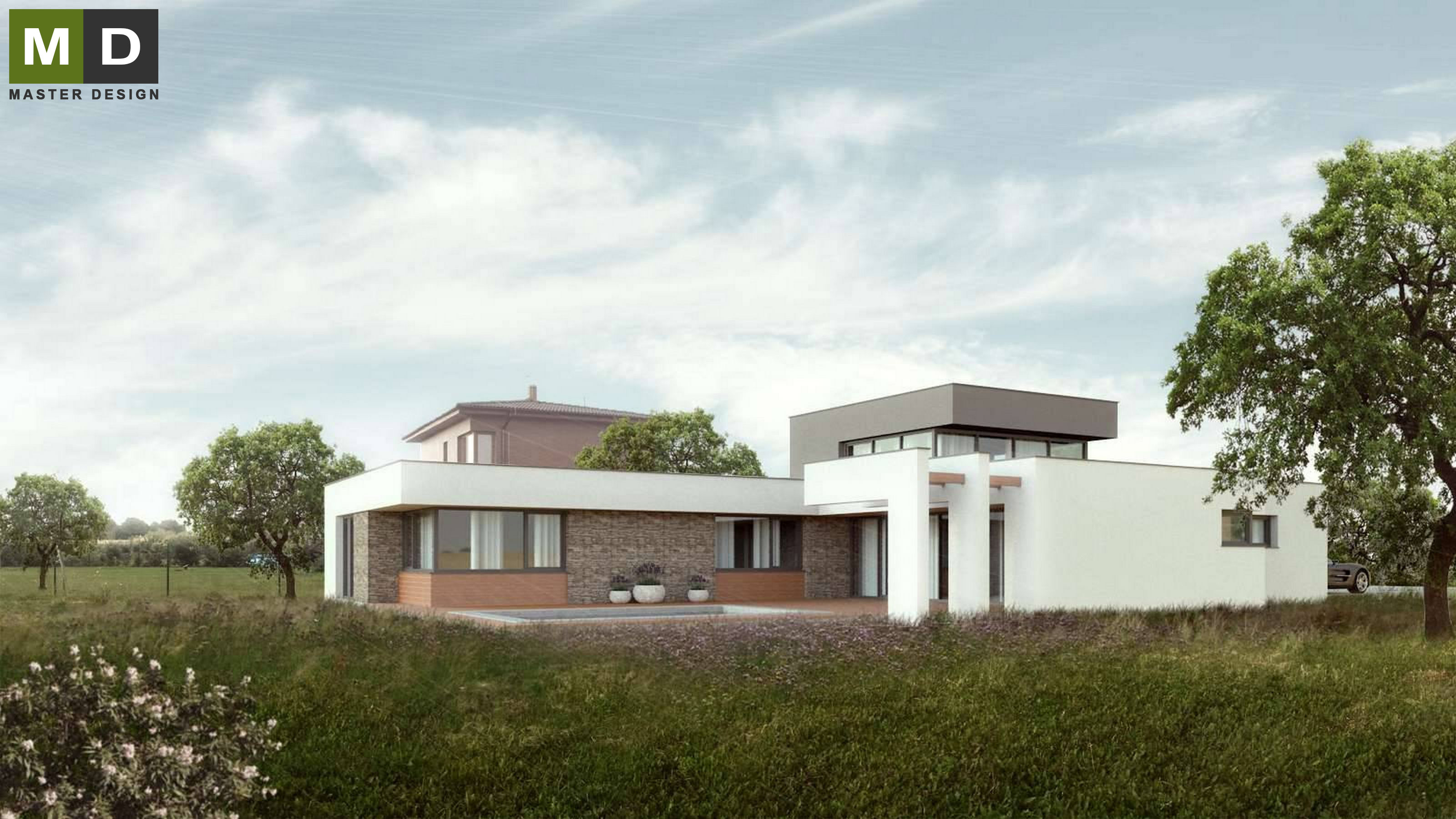 Nízkoenergetický bungalov s plochou střechouOsnice - vizualizace4