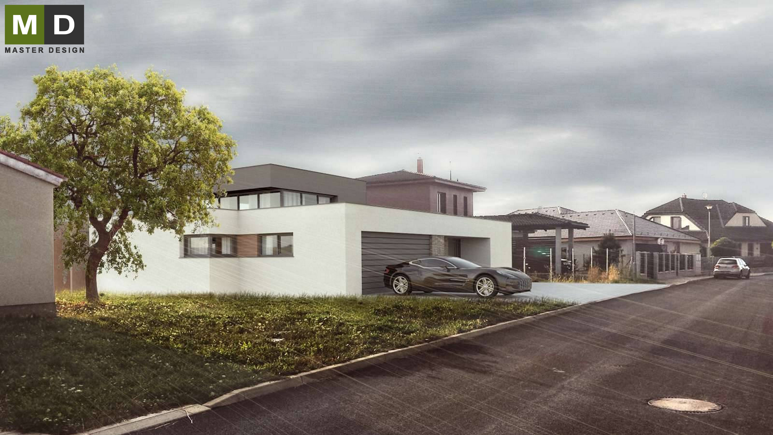 Nízkoenergetický bungalov s plochou střechouOsnice - vizualizace5