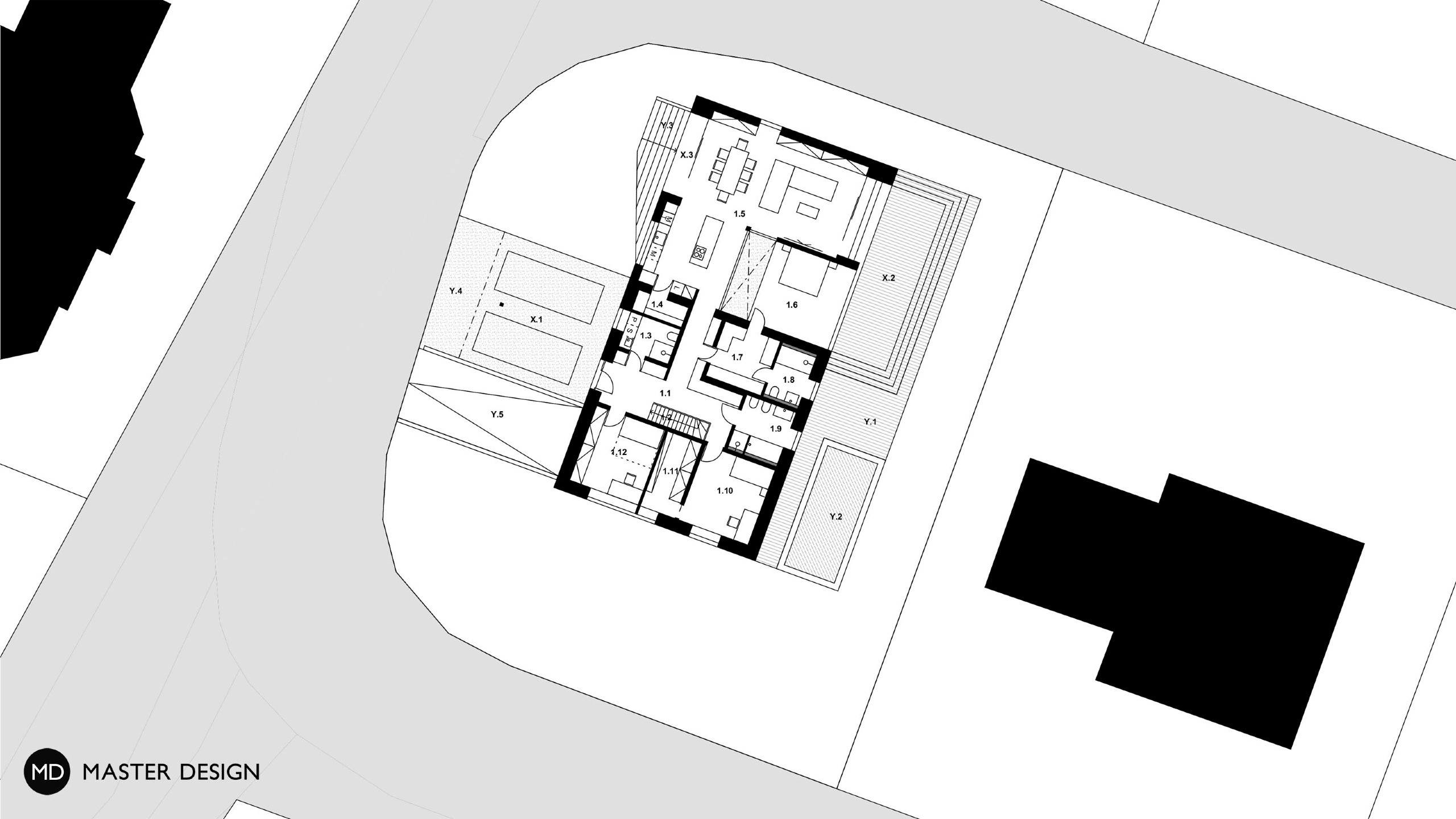 Rekonstrukce bungalovu na moderní přízemní dům s vnitřním atriemBradlec - vizualizace4 Rekonstrukce bungalovu na moderní přízemní dům s vnitřním atriemBradlec - vizualizace4