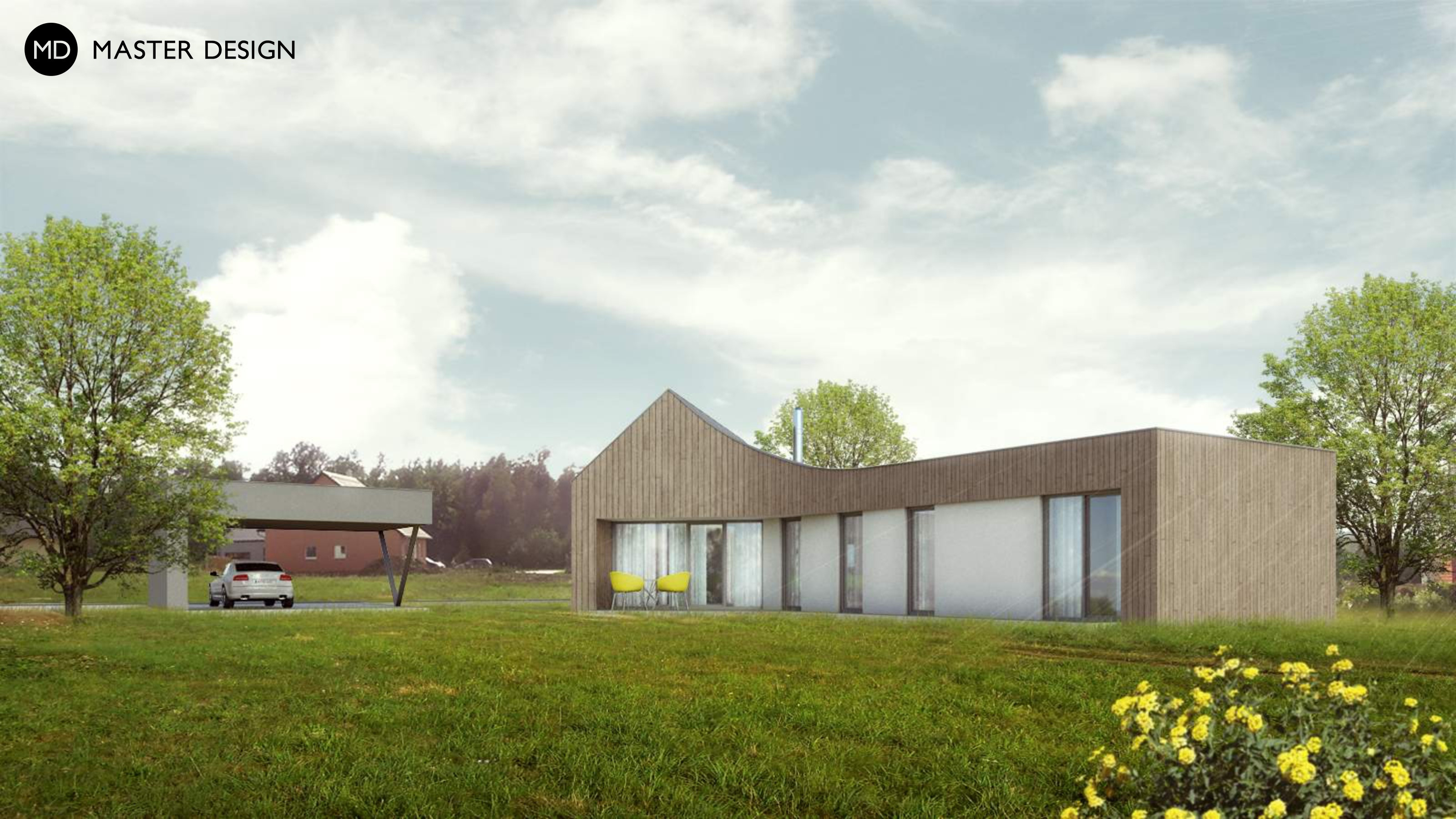 Bungalov do L s dřevěným obklademTrojanovice u Radhoště - vizualizace3 Bungalov do L s dřevěným obklademTrojanovice u Radhoště - vizualizace3
