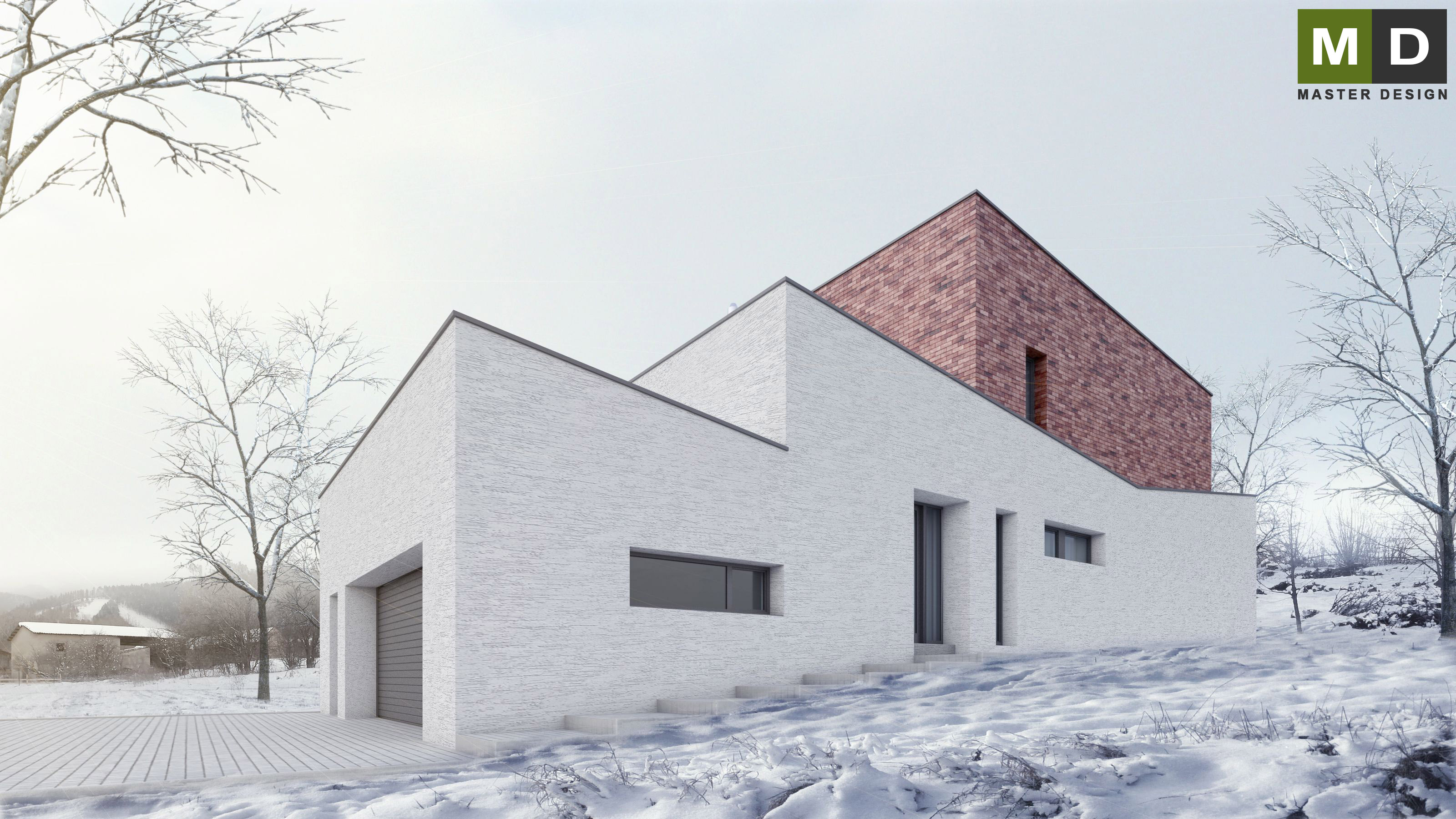 Vizualizace 3 - Atypický dům na úzké parcele s pultovými střechami - Liptovský Mikuláš