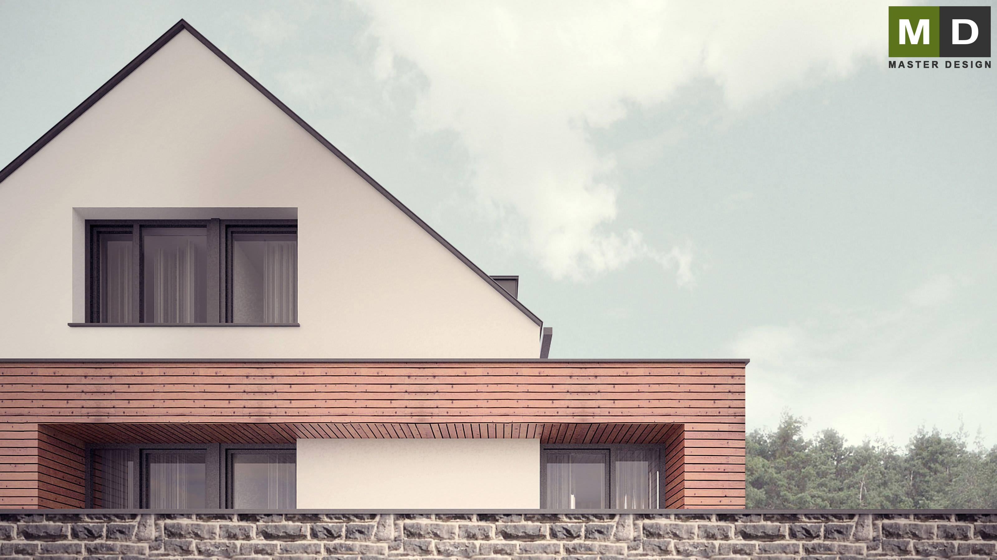 Vizualizace 2 - Nízkoenergetický dům ve svahu se sedlovou střechou - Hýskov u Berouna Vizualizace 2 - Nízkoenergetický dům ve svahu se sedlovou střechou - Hýskov u Berouna