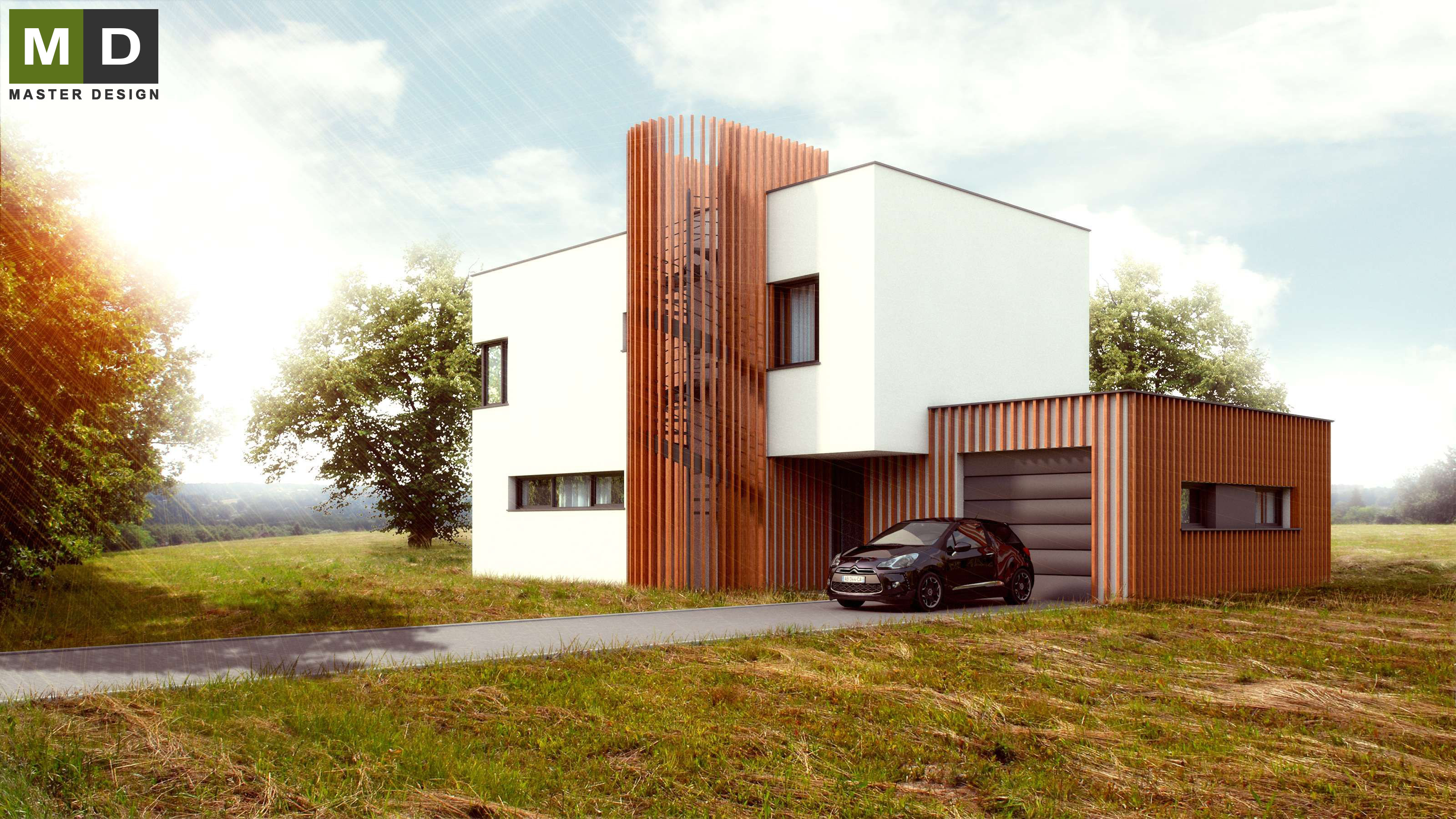 Vizualizace 1 - Nízkoenergetická funkcionalistická vilka se střešní terasou - Praha Vizualizace 1 - Nízkoenergetická funkcionalistická vilka se střešní terasou - Praha