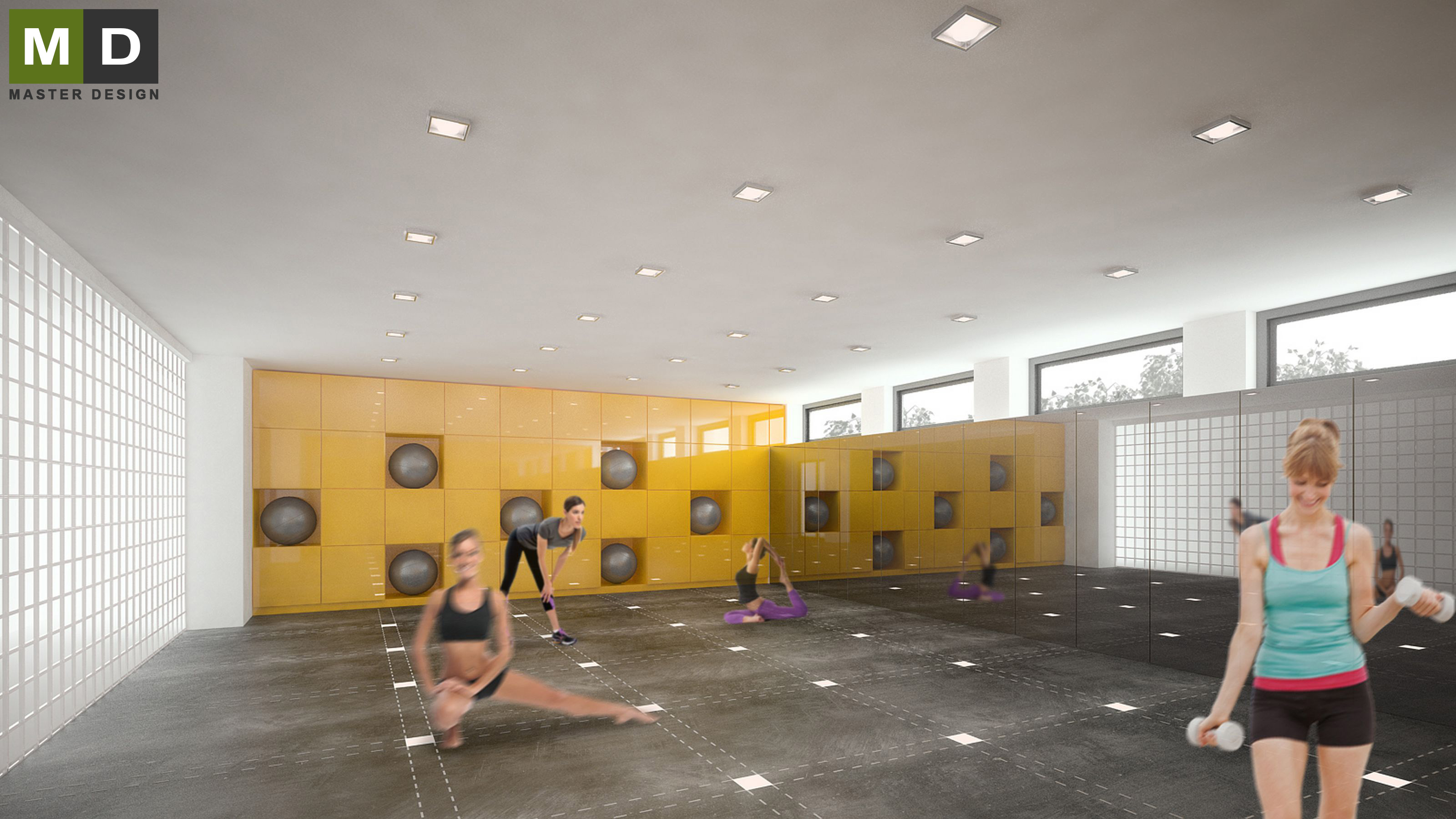 Vizualizace 3 - Interiéry fitness centra Boby - Brno