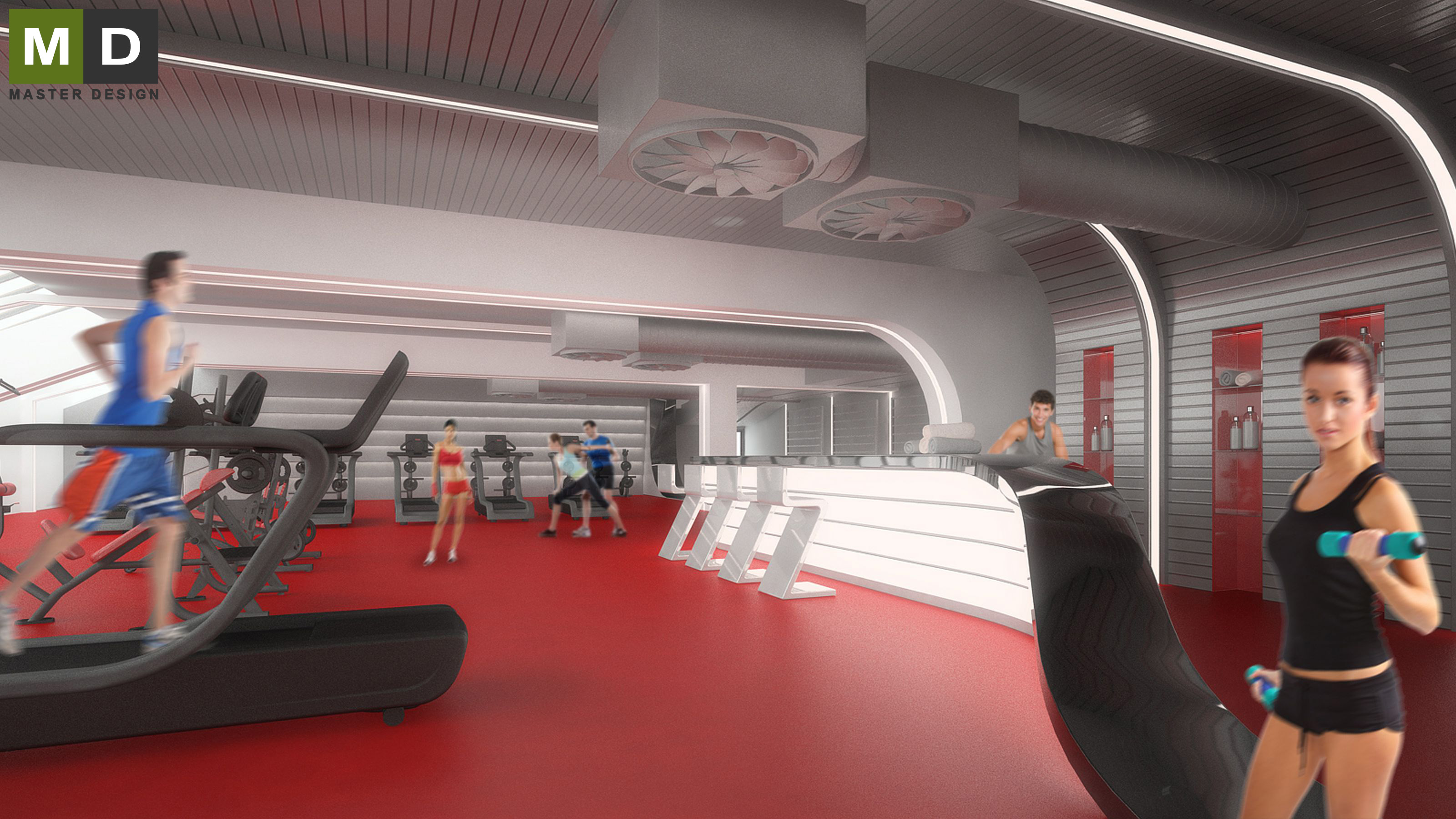Vizualizace 4 - Interiéry fitness centra Boby - Brno