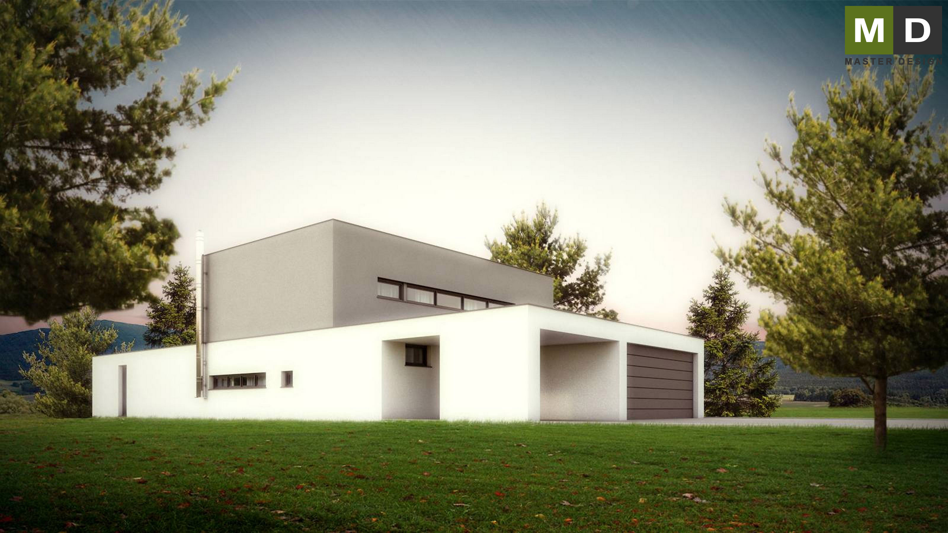 Vizualizace  - Luxusní nízkoenergetický dům do L se zelenou střechou - Zlín