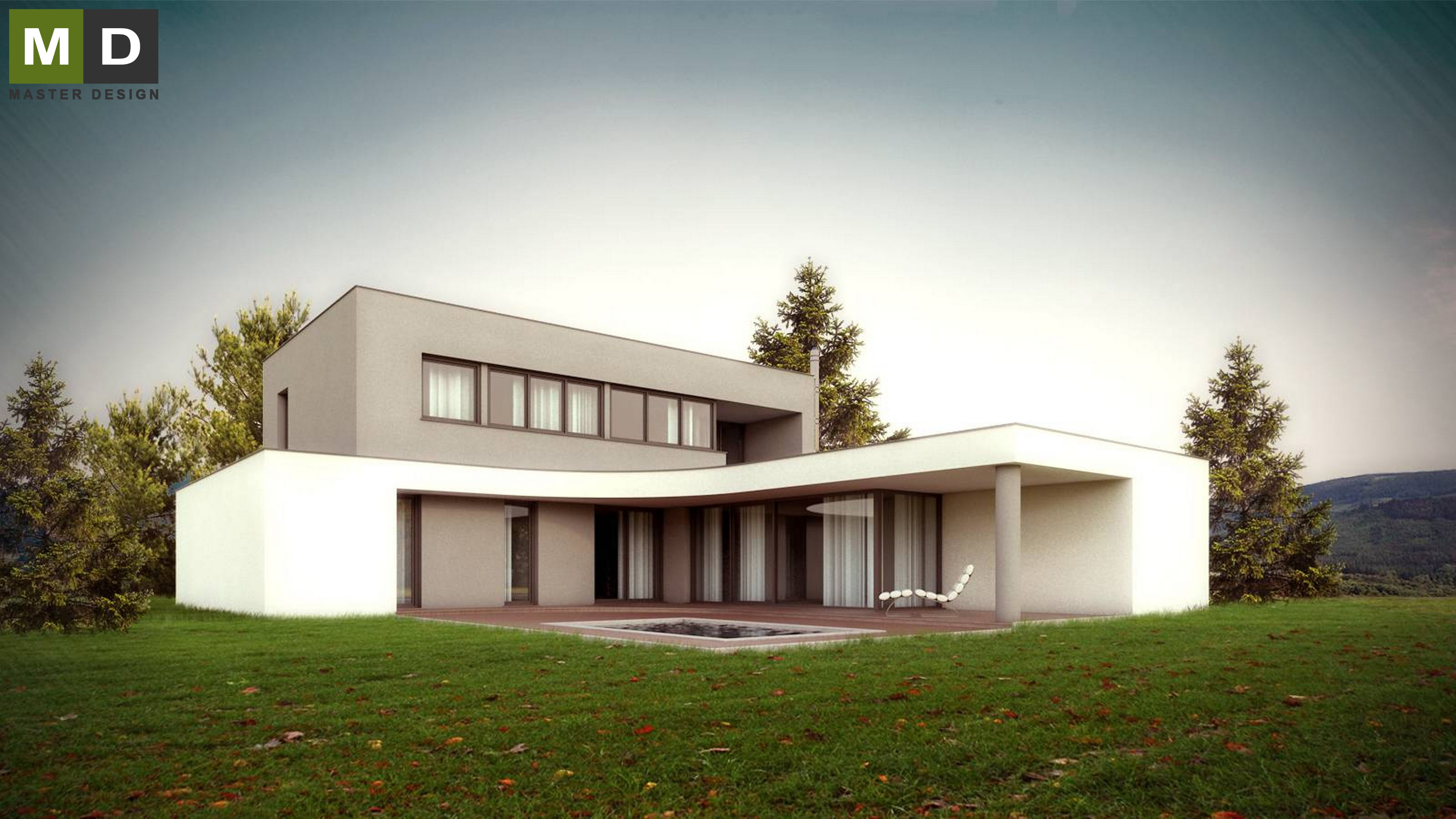 Vizualizace 1 - Luxusní nízkoenergetický dům do L se zelenou střechou - Zlín