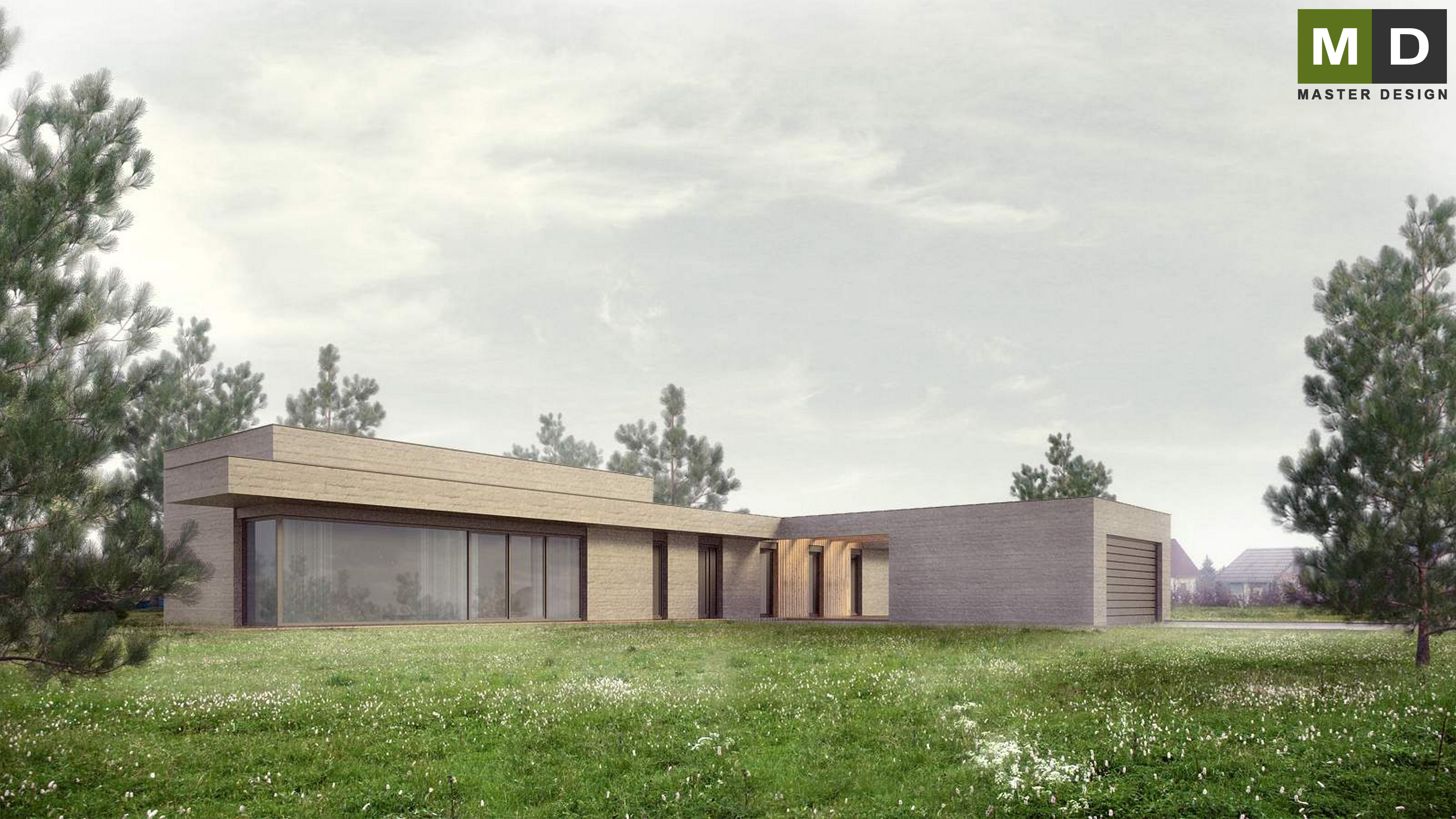 Vizualizace 4 - Přízemní bungalov z betonu s garáží - Ořechov Vizualizace 4 - Přízemní bungalov z betonu s garáží - Ořechov