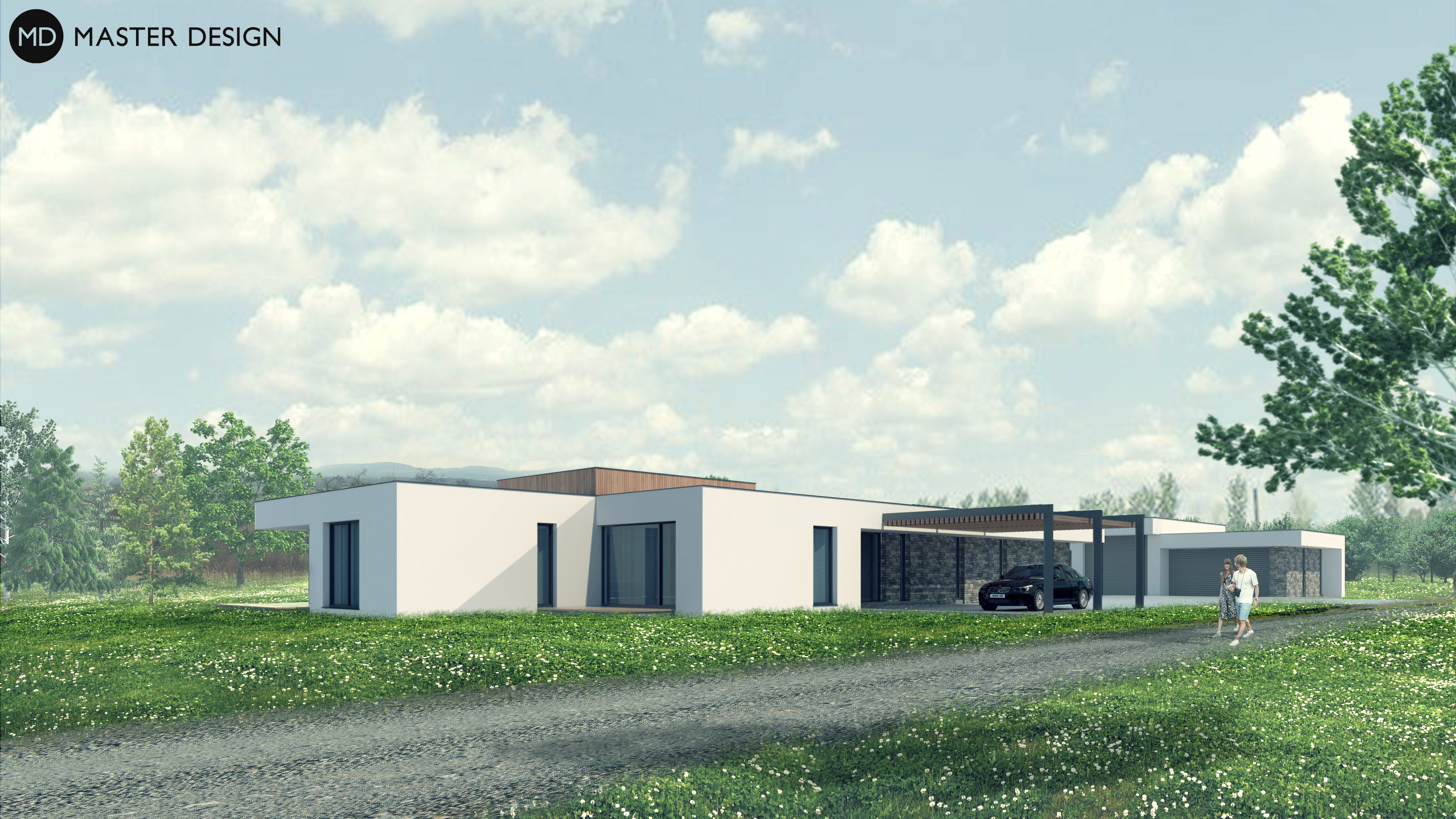 Vizualizace 2 - Luxusní přízemní vila s lokálně vyvýšenými stropy - Konárovice u Kolína Vizualizace 2 - Luxusní přízemní vila s lokálně vyvýšenými stropy - Konárovice u Kolína