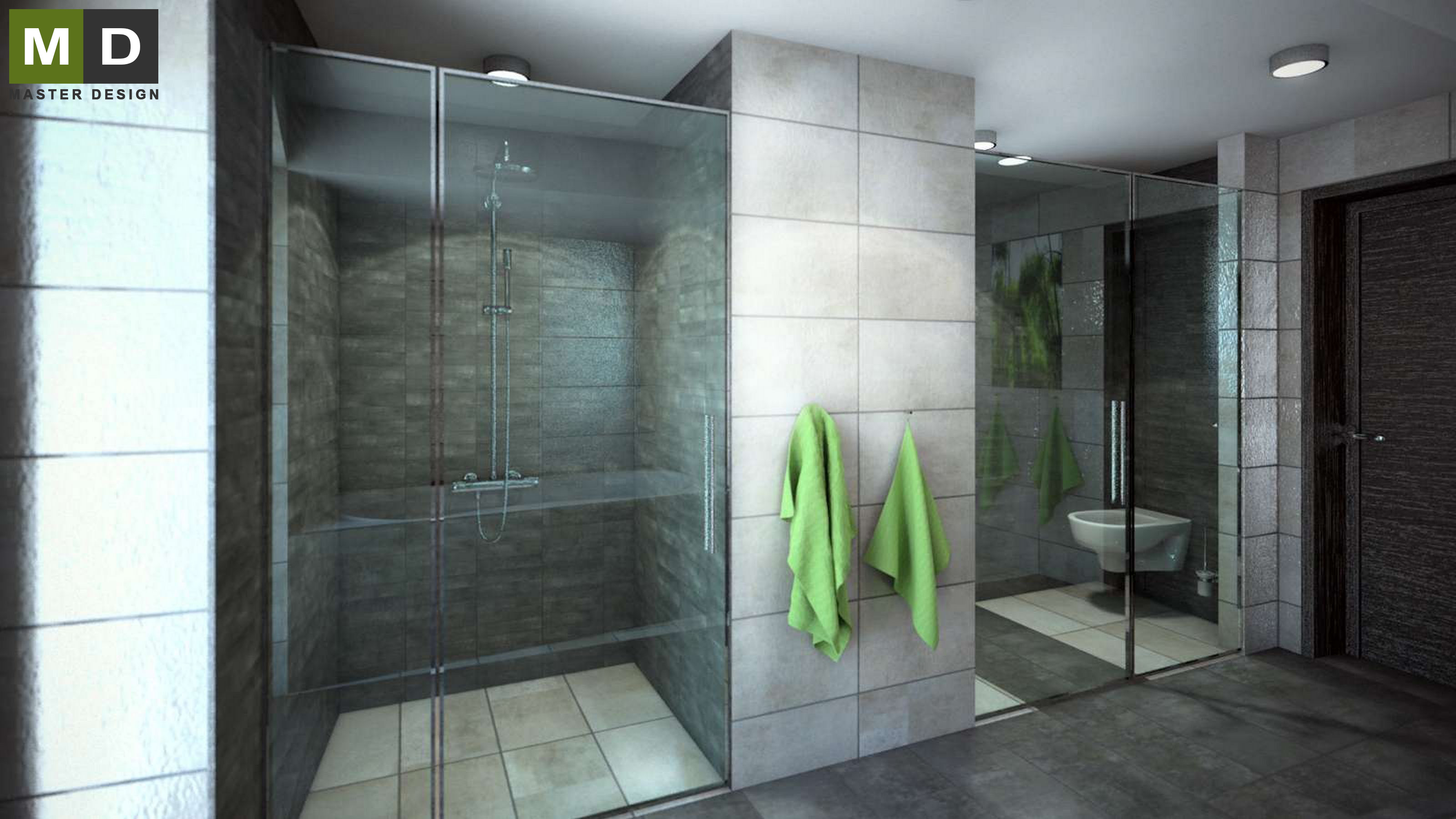 Vizualizace 3 - Interiéry koupelen pro rodinný dům - Pstruží