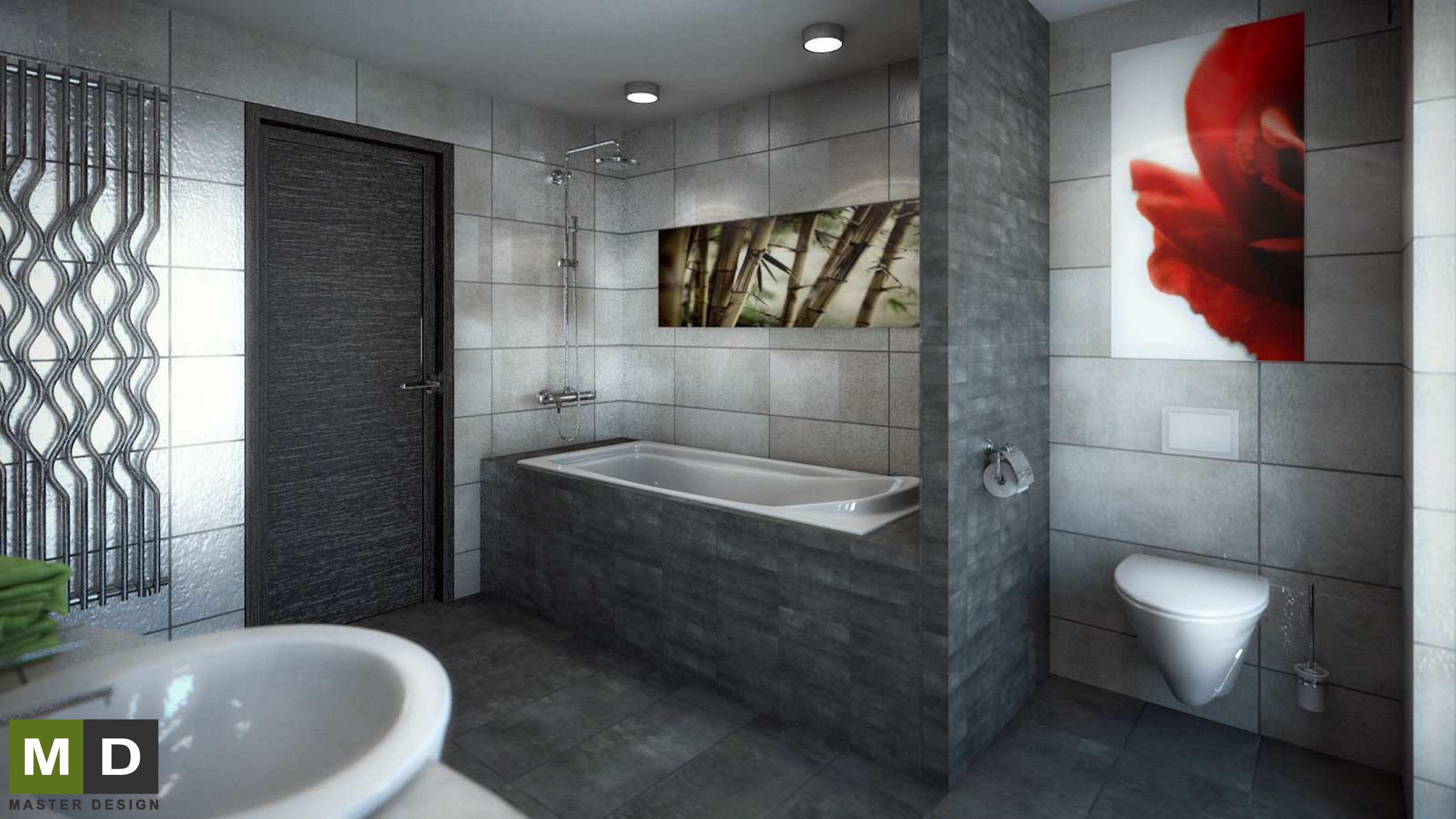Vizualizace 5 - Interiéry koupelen pro rodinný dům - Pstruží