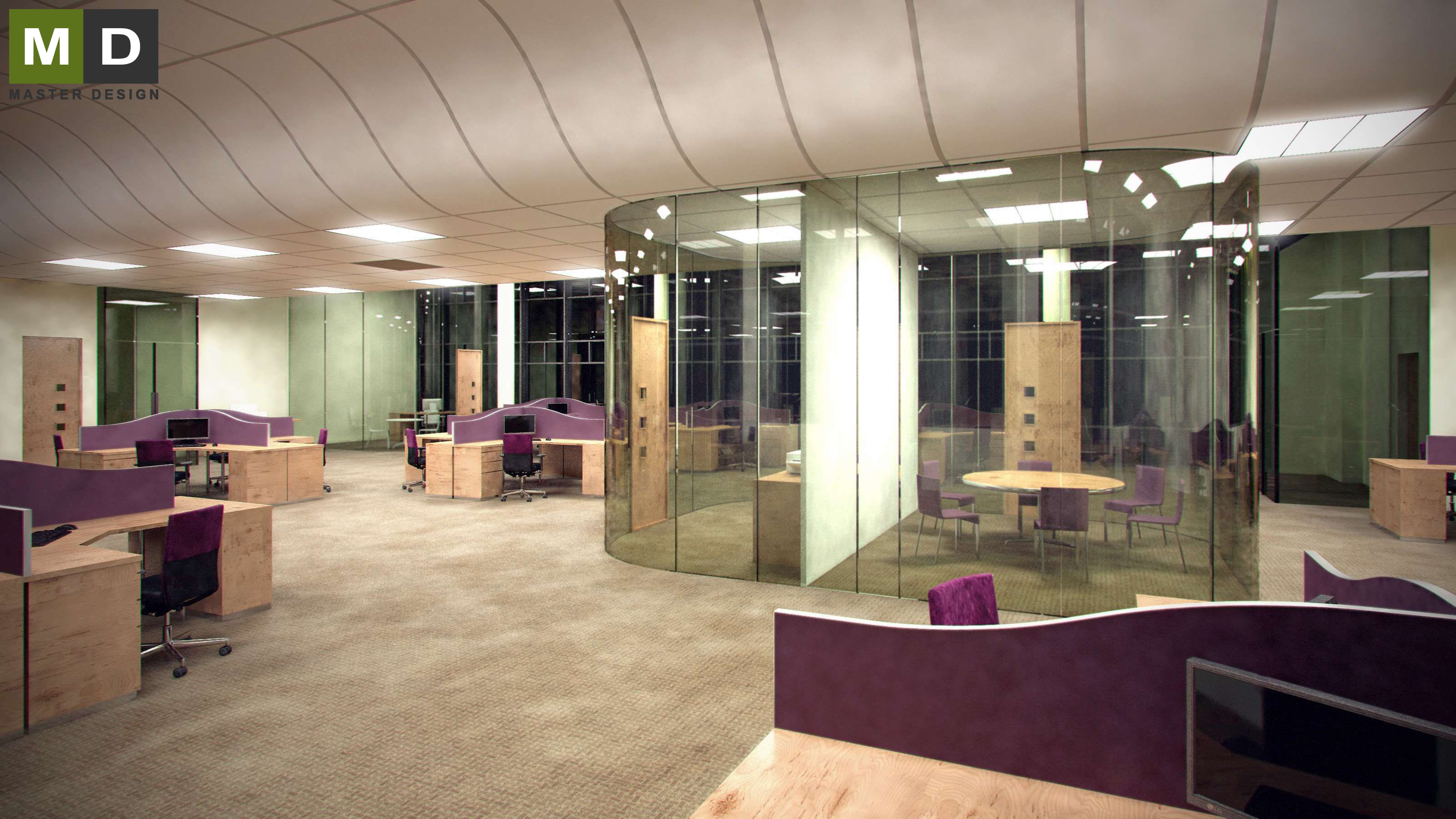 Vizualizace 2 - Návrh interiéru openspace kanceláří - Anglie