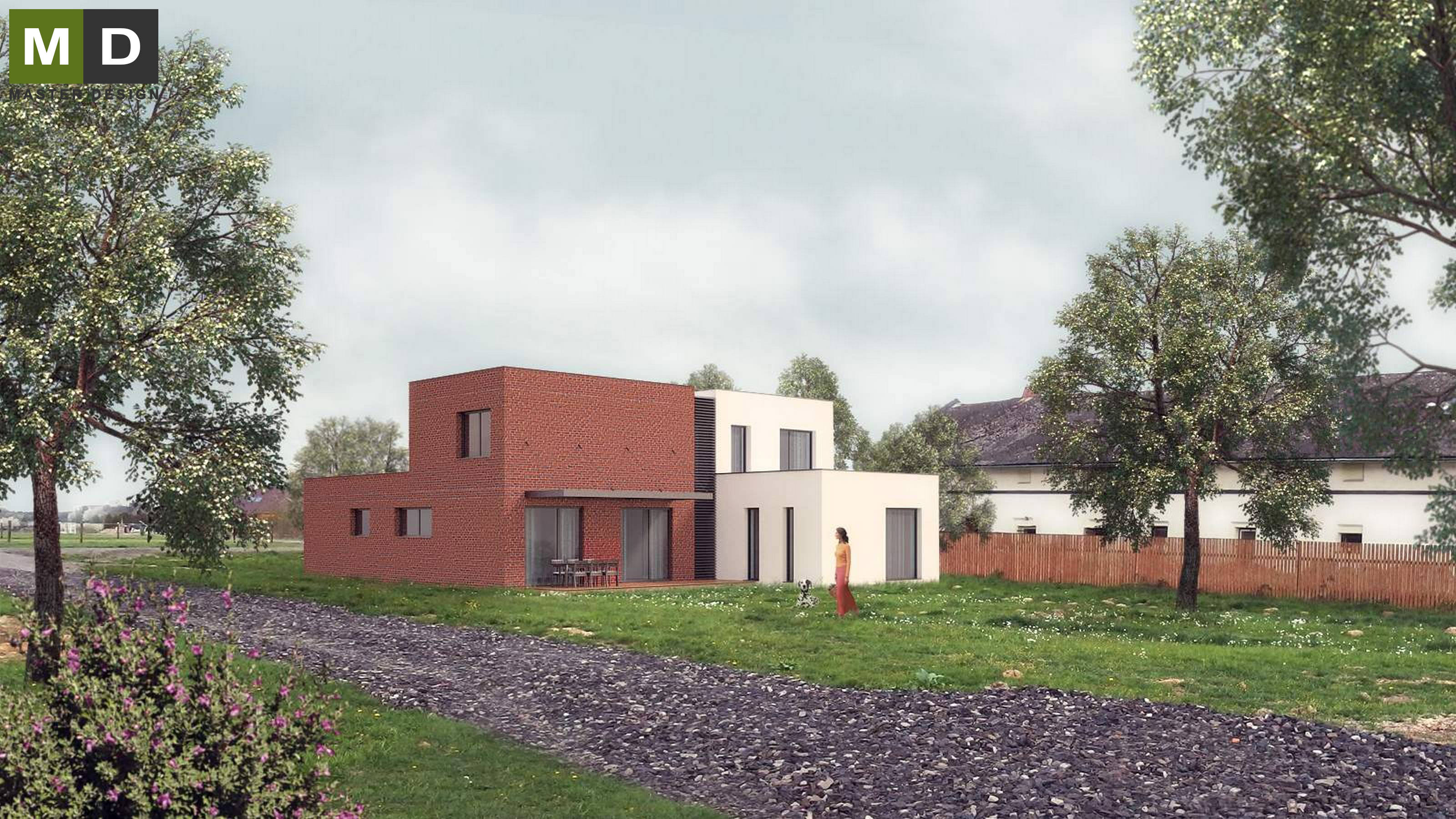 Vizualizace 1 - Nízkoenergetický dům s cihelným obkladem - Polanka nad Odrou Vizualizace 1 - Nízkoenergetický dům s cihelným obkladem - Polanka nad Odrou