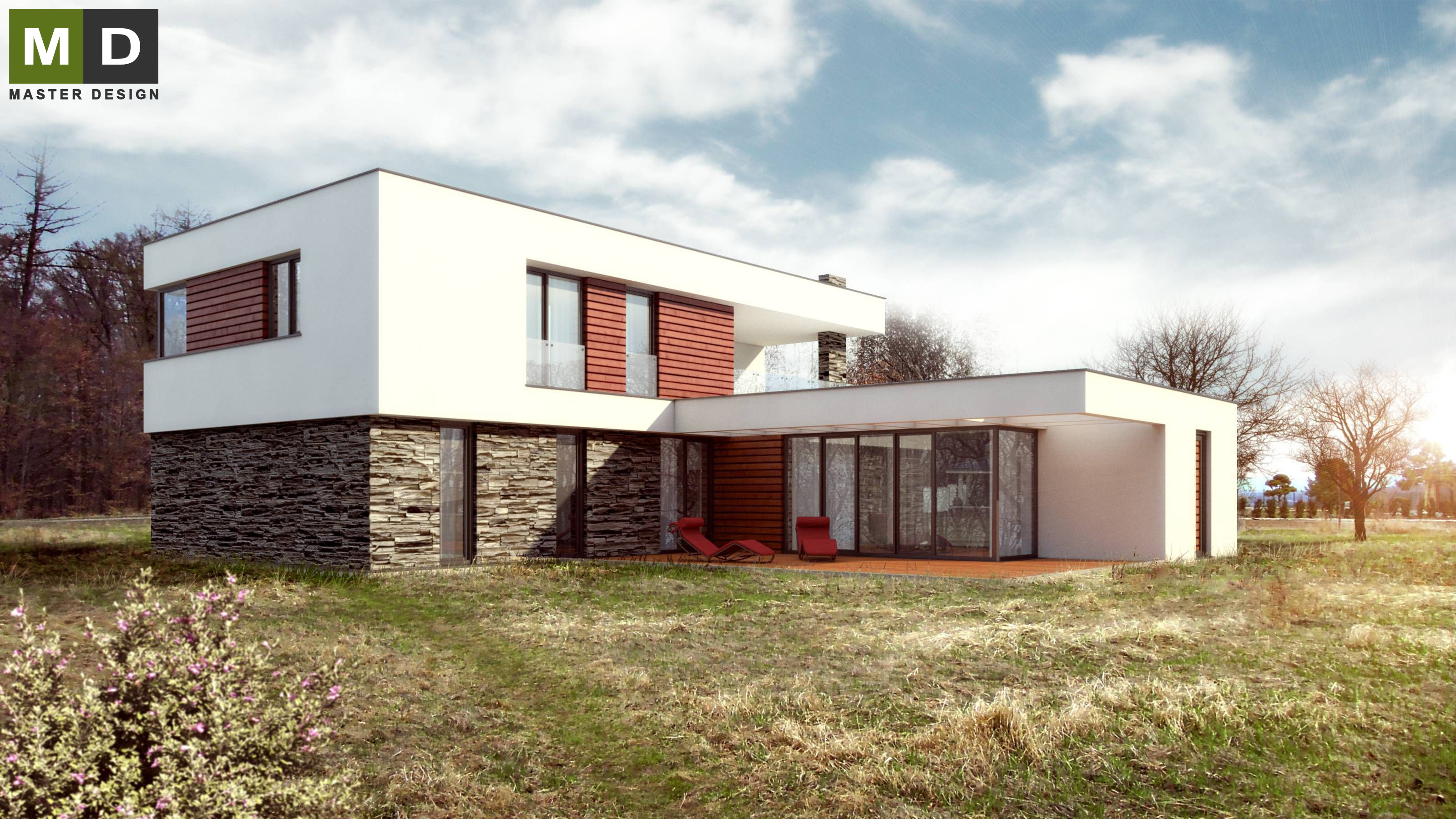 Vizualizace 1 - Luxusní nízkoenergetický dům s plochou střechou - Zlín